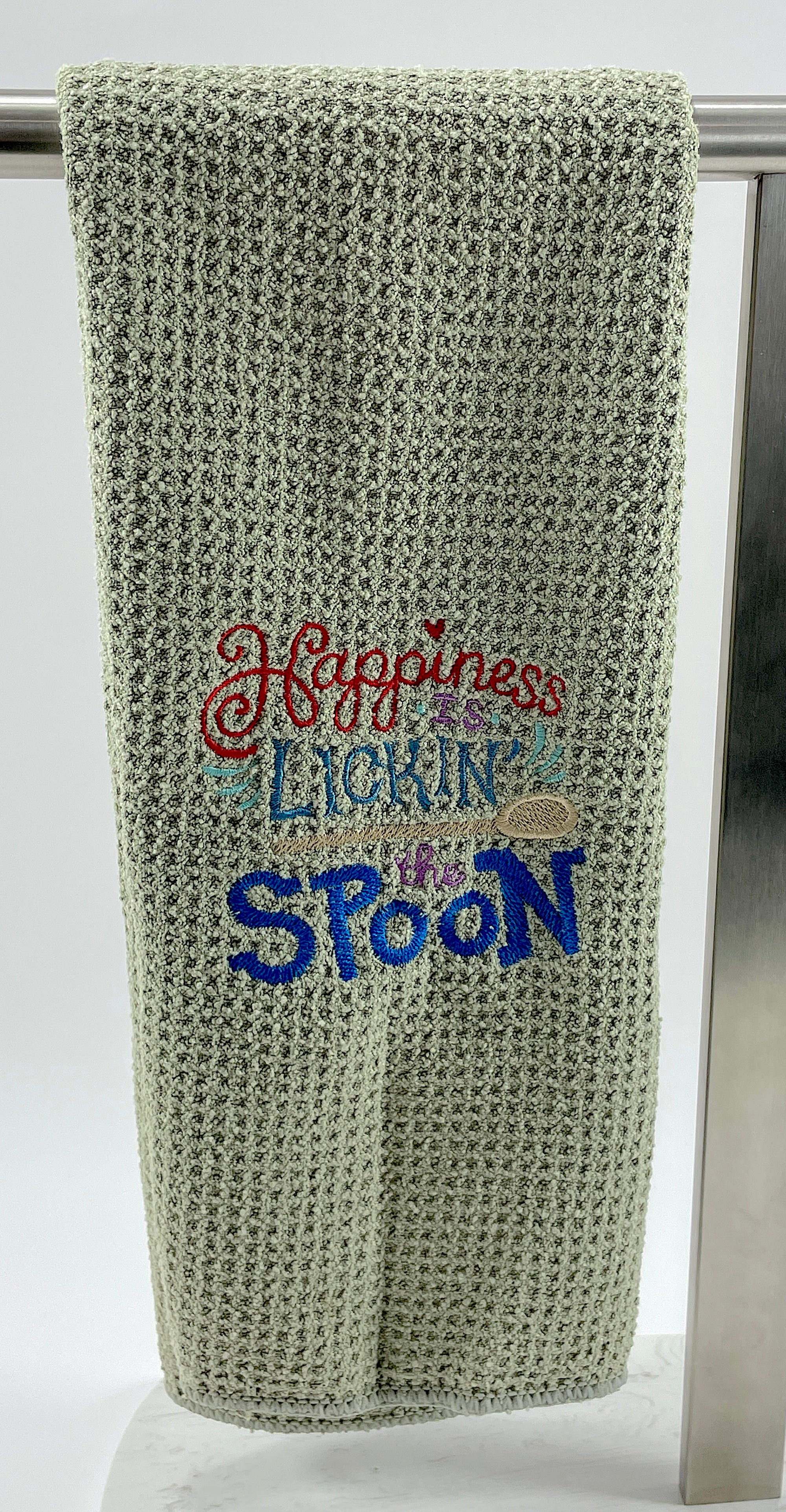 Happiness is Lickin' the Spoon - Funny Towel- Kitchen towel