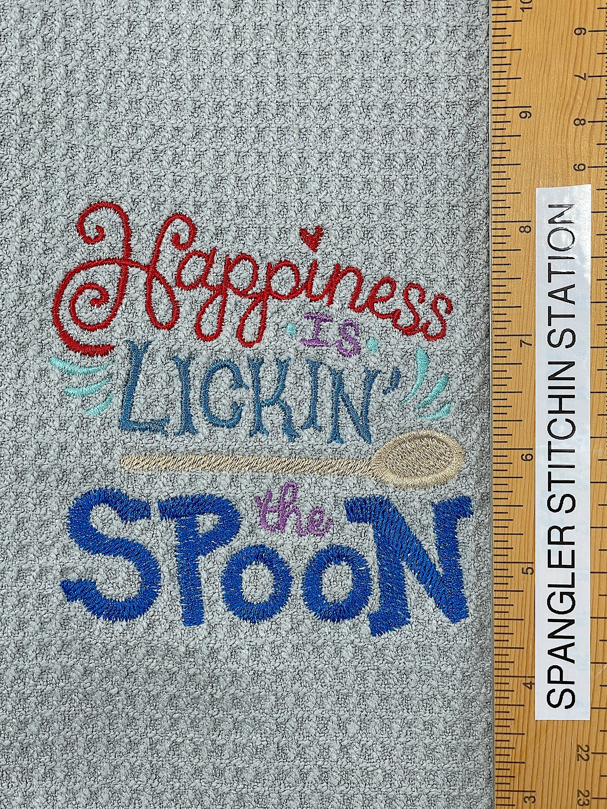 Happiness is Lickin' the Spoon - Funny Towel- Kitchen towel