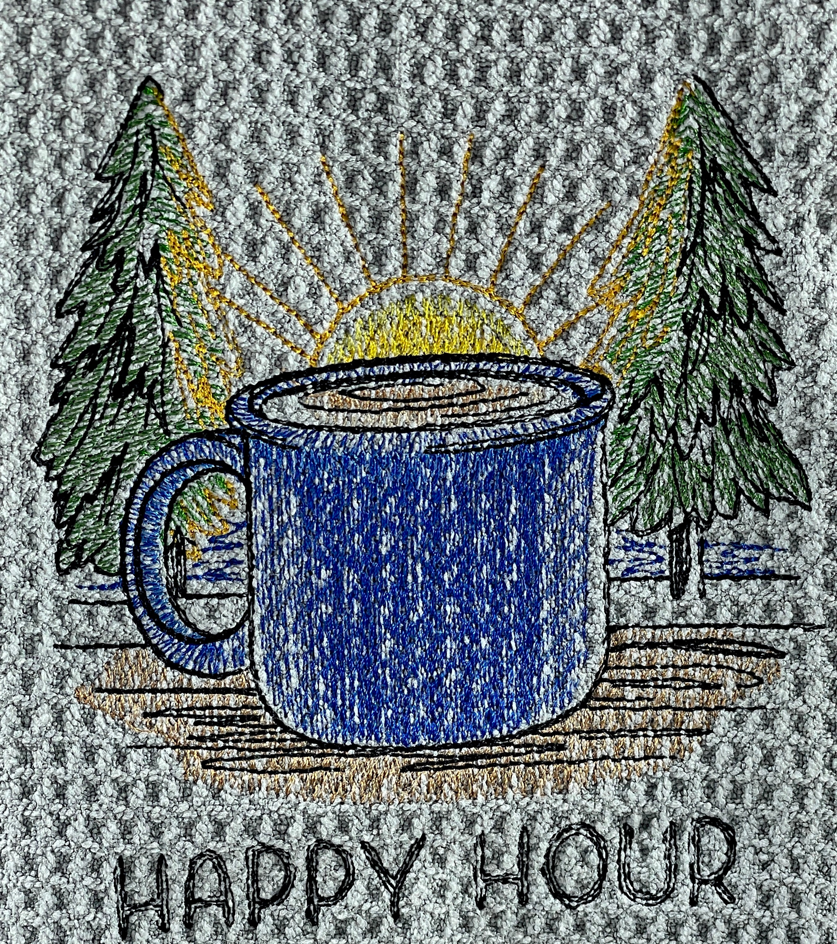 Happy Hour - Coffee Towel - microfiber  towel - Kitchen towel