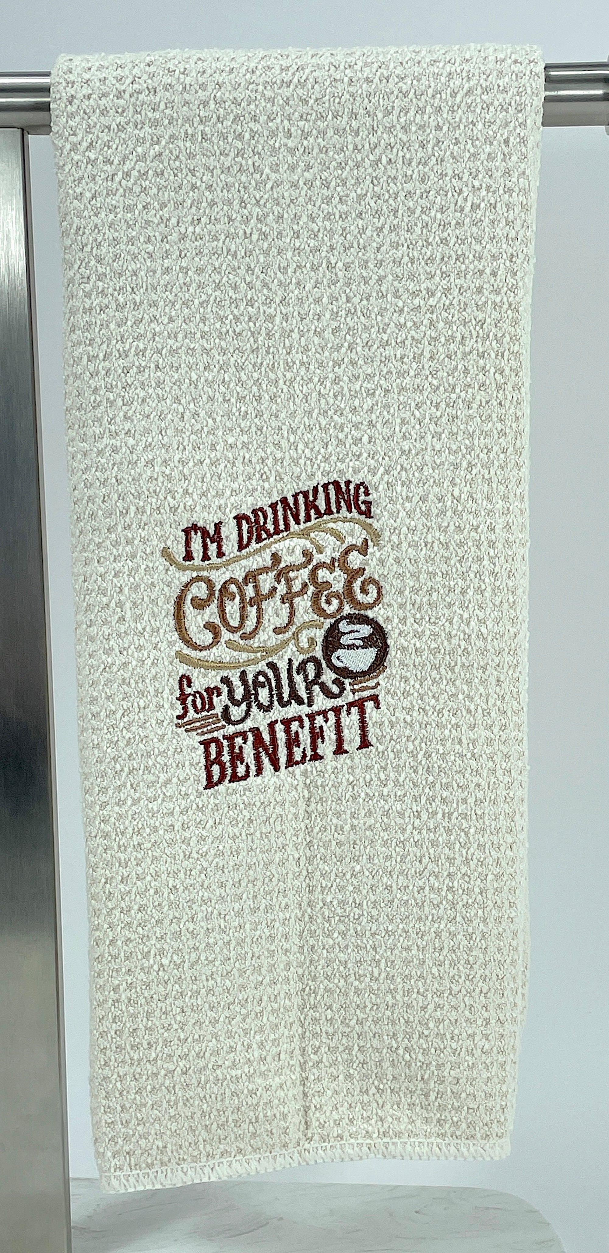 I'm drinking coffee for your benefit microfiber waffle weave hand  towel - Kitchen towel