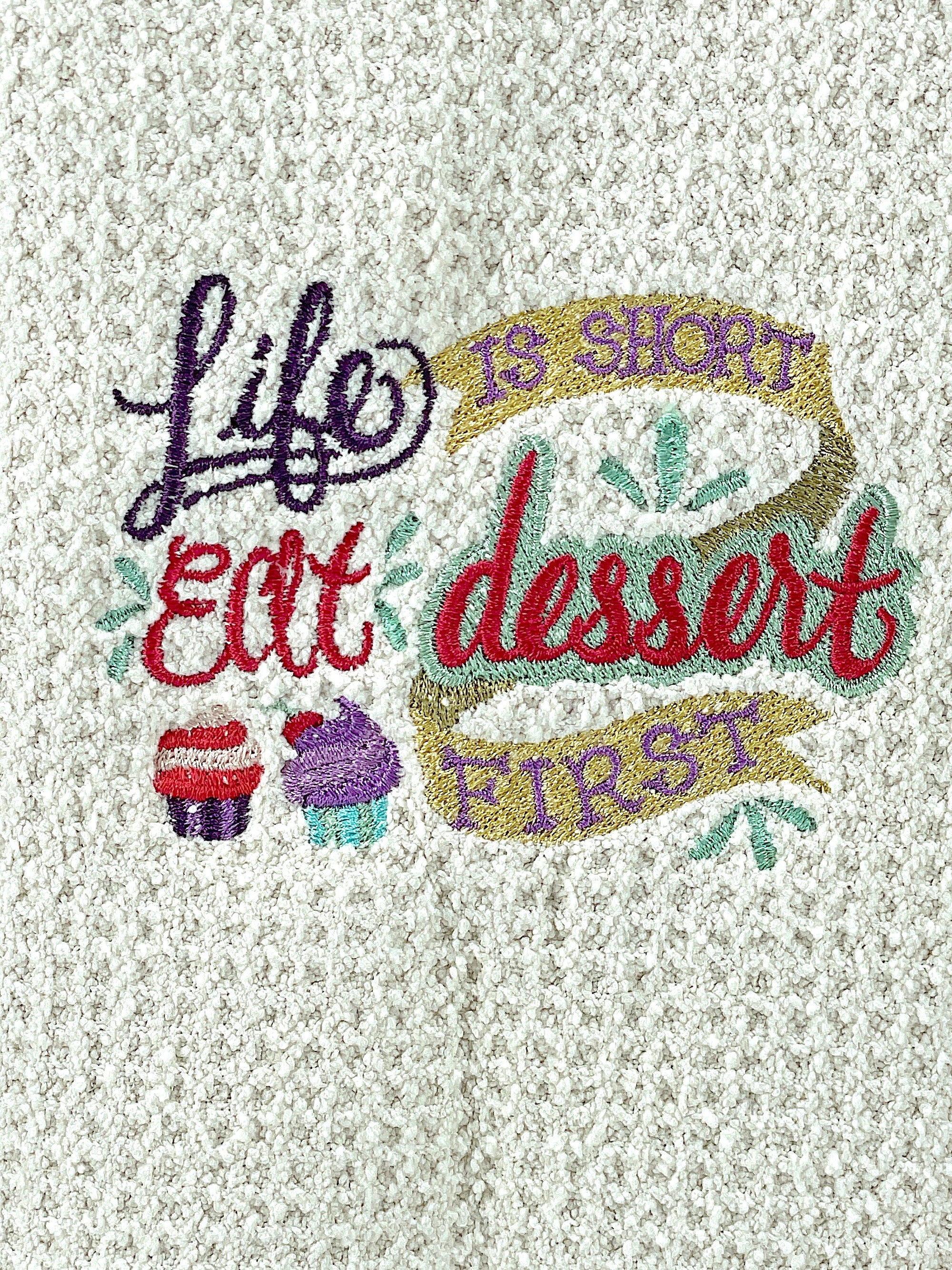 Life is Short Eat Dessert First - Hand Towel - Kitchen Towel - Microfiber Towel