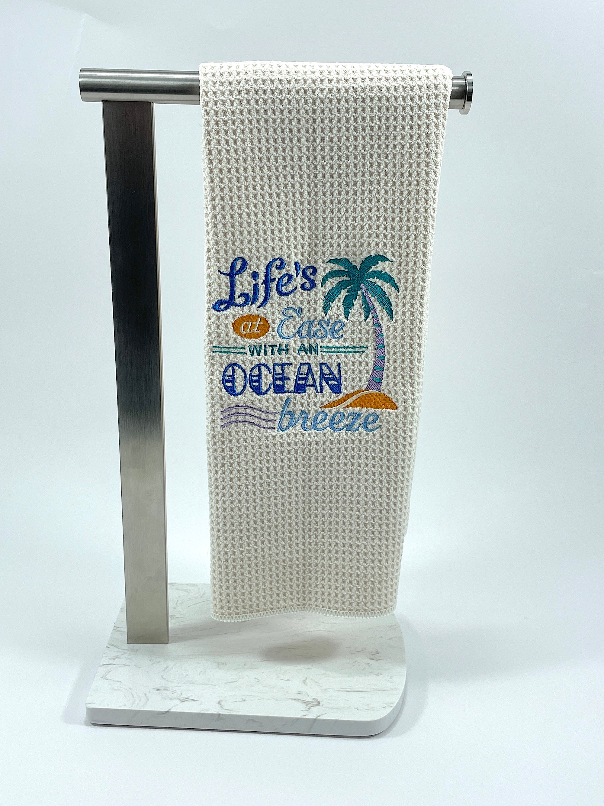 Life's at Ease with an Ocean Breeze towel - Nautical Towel- Kitchen towel