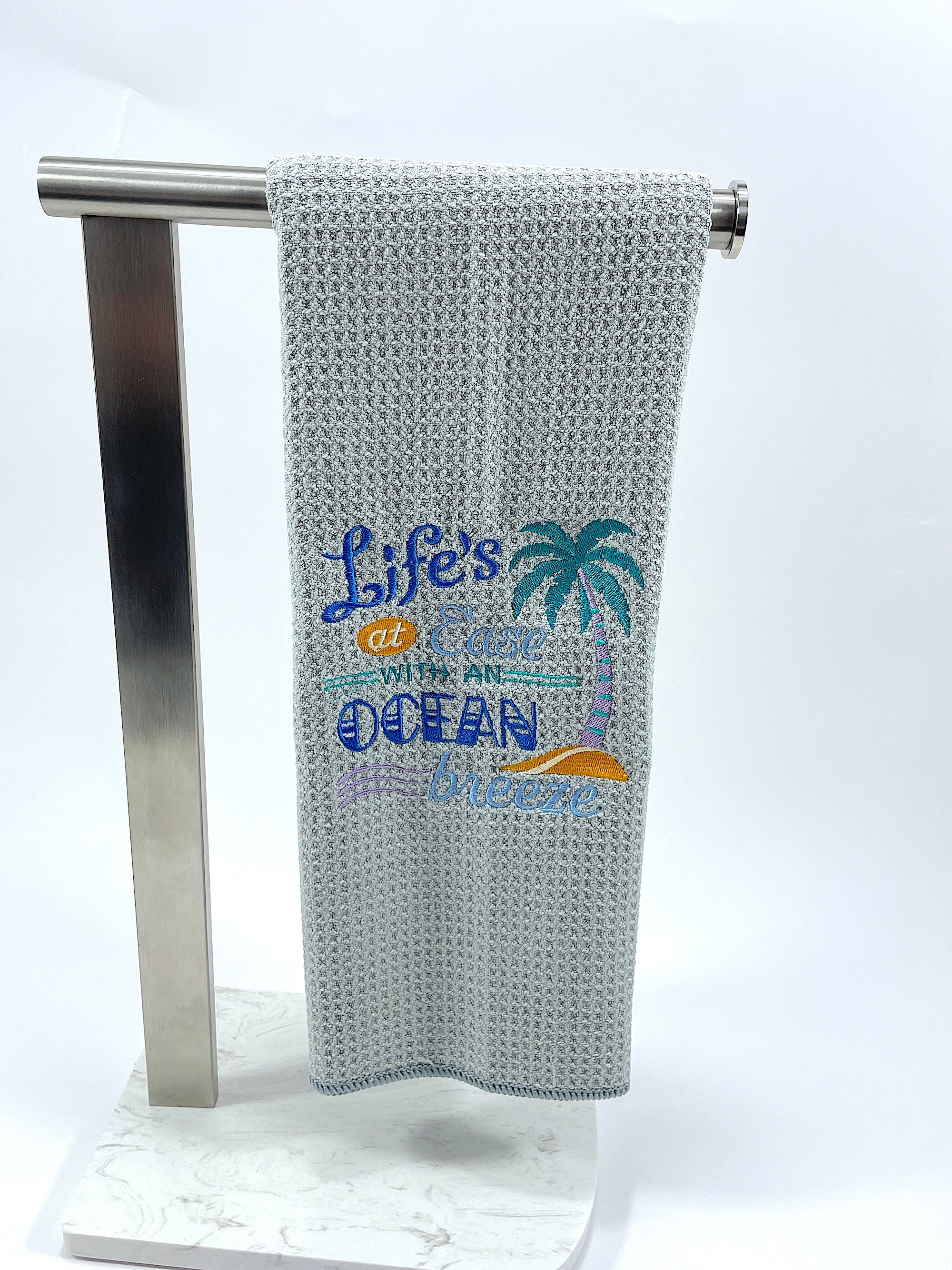 Life's at Ease with an Ocean Breeze towel - Nautical Towel- Kitchen towel