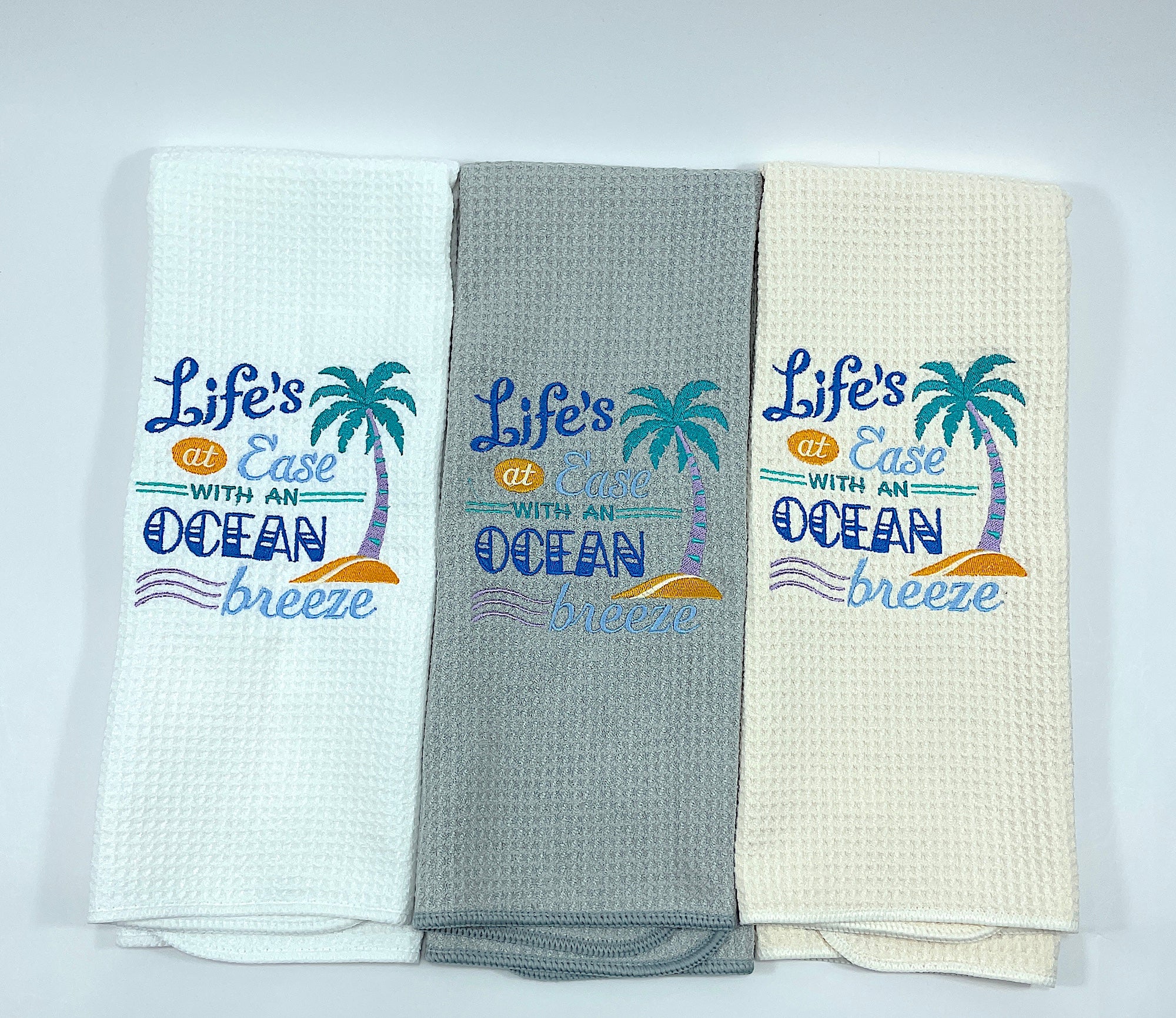 Life's at Ease with an Ocean Breeze towel - Nautical Towel- Kitchen towel