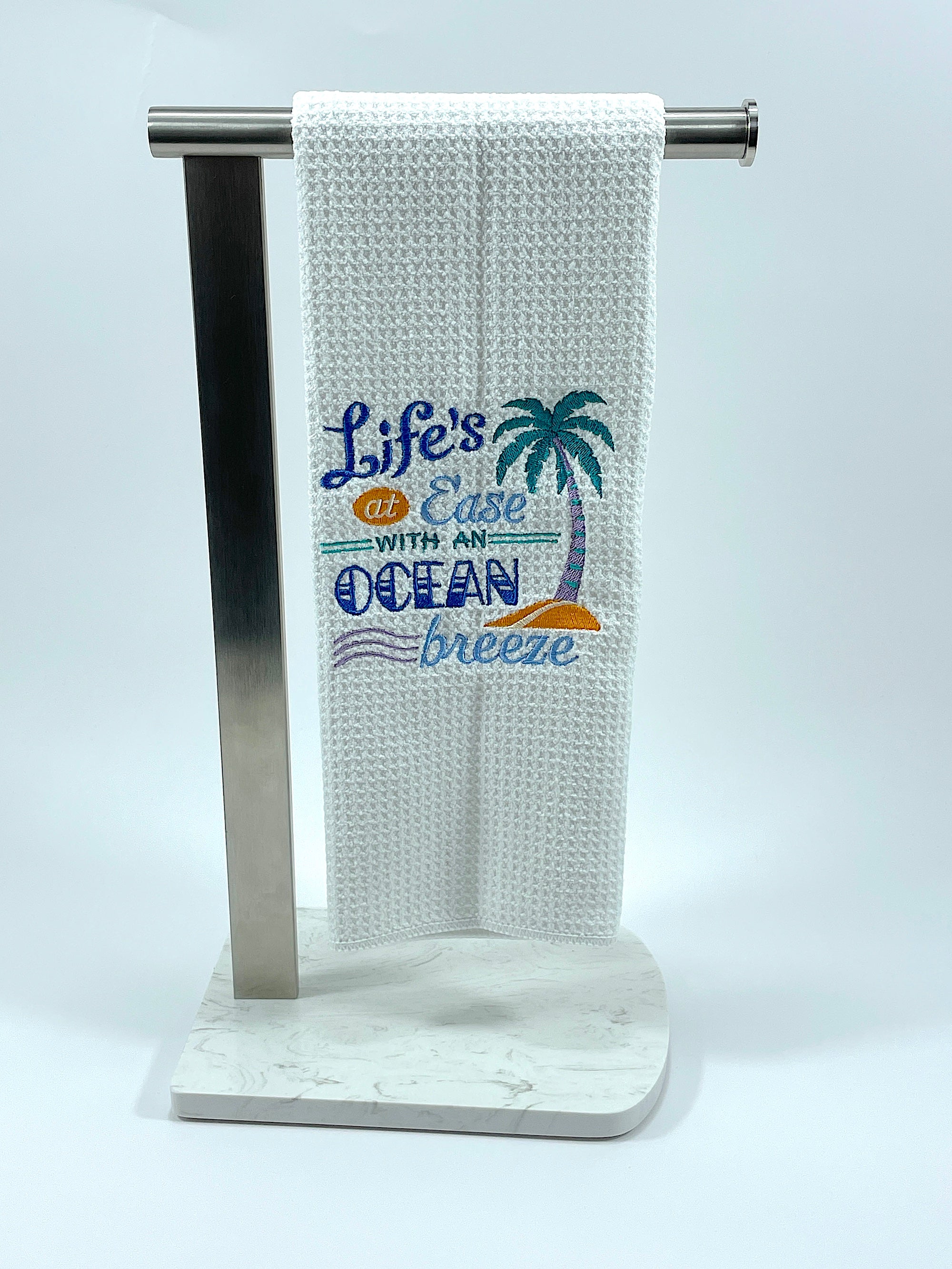 Life's at Ease with an Ocean Breeze towel - Nautical Towel- Kitchen towel