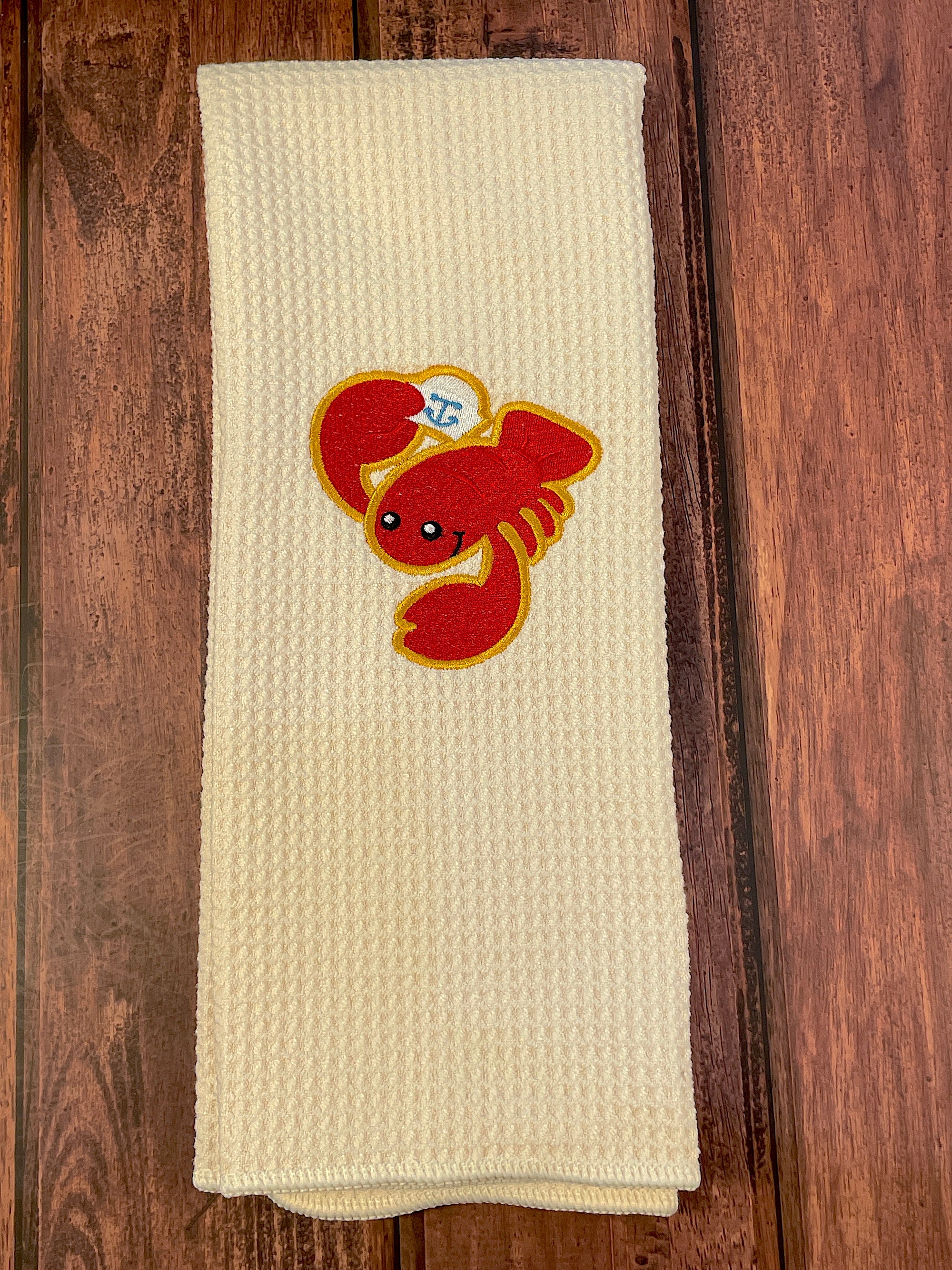 Lobster microfiber waffle weave hand towel