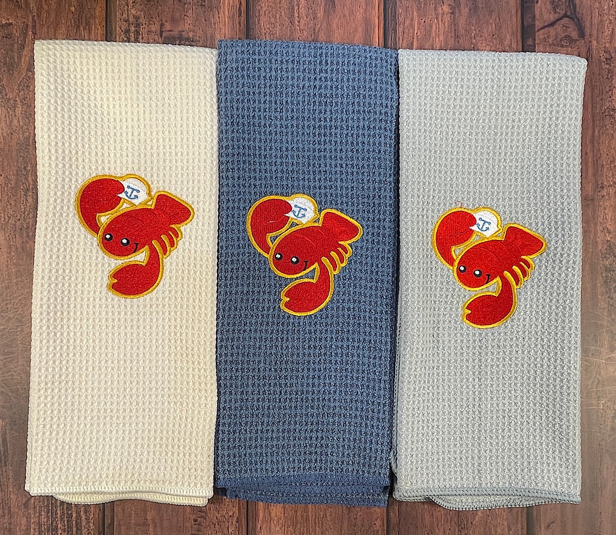 Lobster microfiber waffle weave hand towel