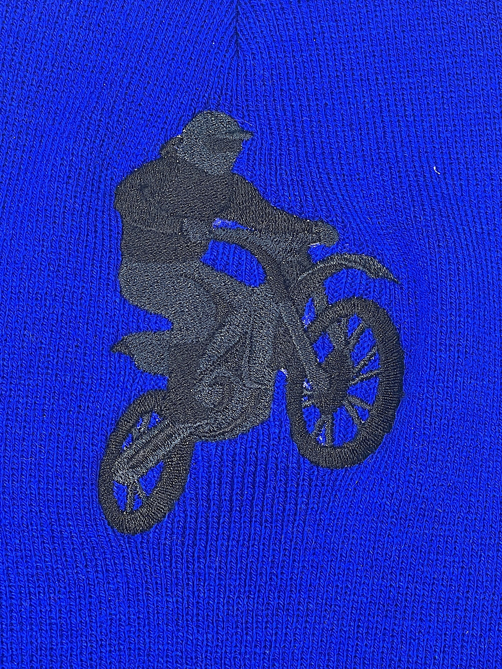 Bicycle Rider Embroidered Cuffless Beanie Hat