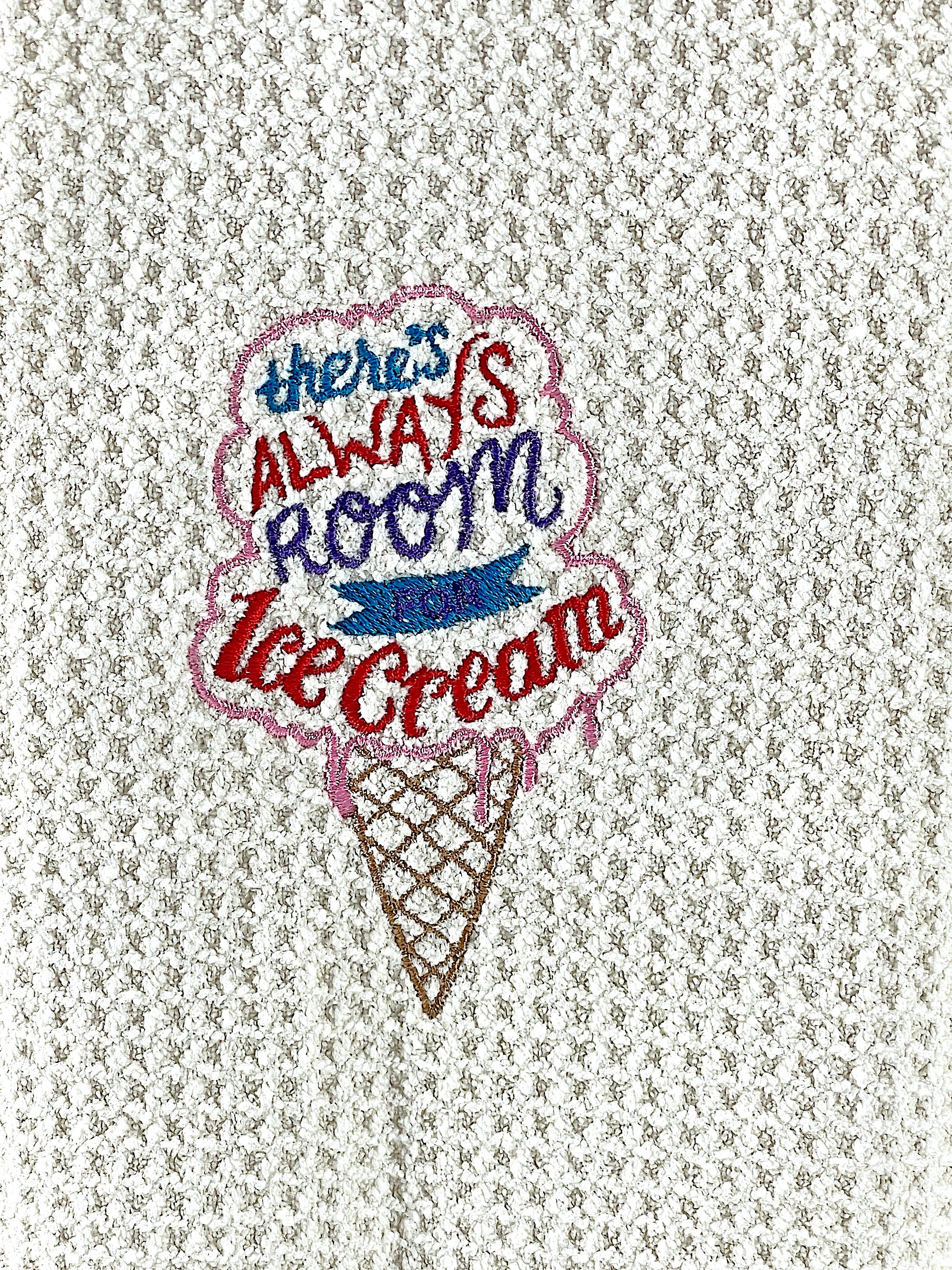 Ice Cream towel - microfiber waffle weave hand  towel - Kitchen towel