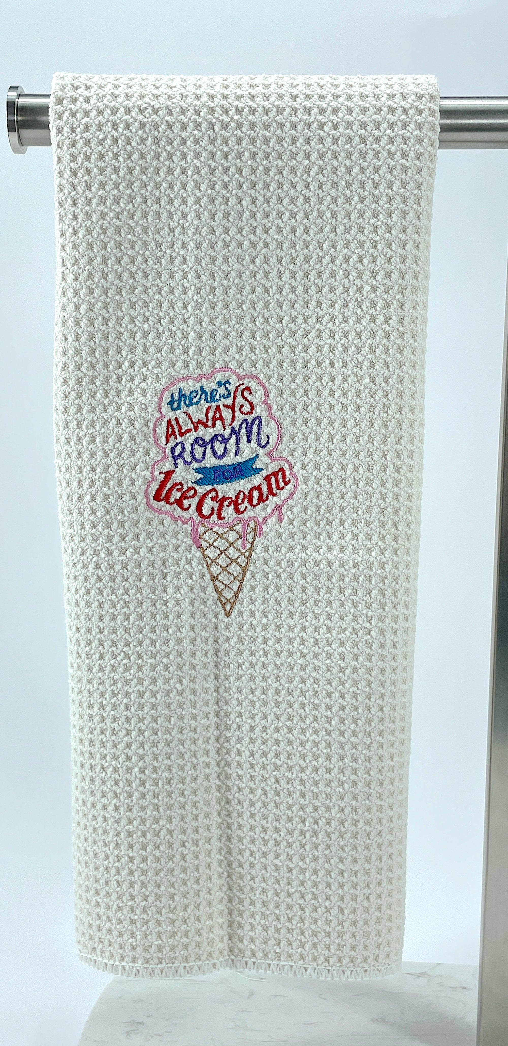 Ice Cream towel - microfiber waffle weave hand  towel - Kitchen towel