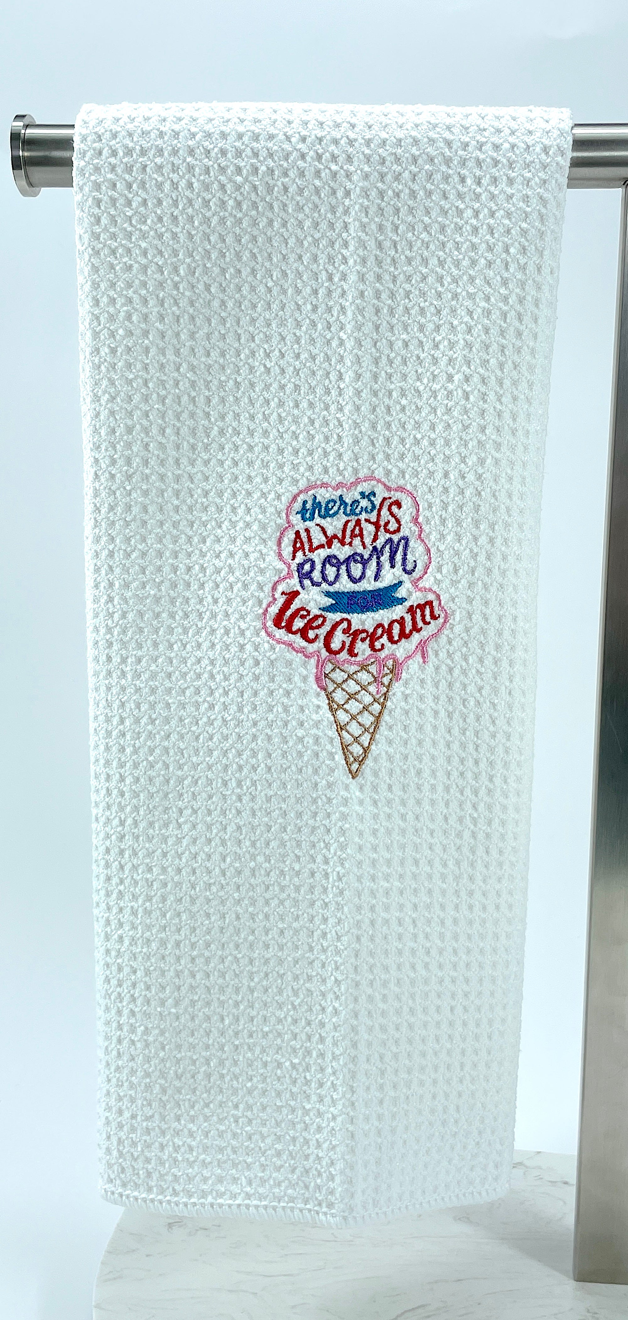 Ice Cream towel - microfiber waffle weave hand  towel - Kitchen towel