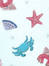 Starfish, crab and seashell in the pattern.
