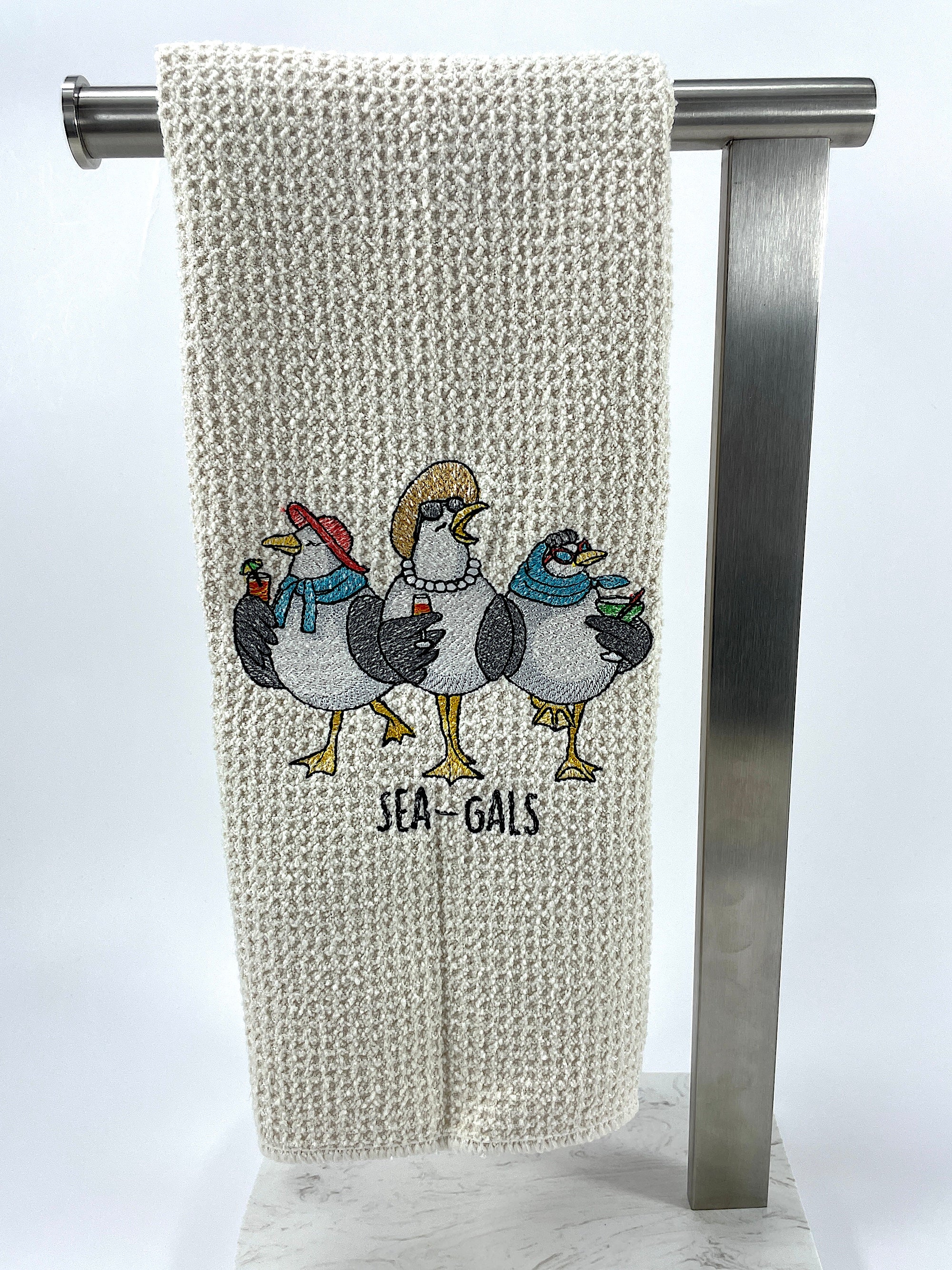 Sea Gals Nautical microfiber waffle weave hand  towel - Kitchen towel
