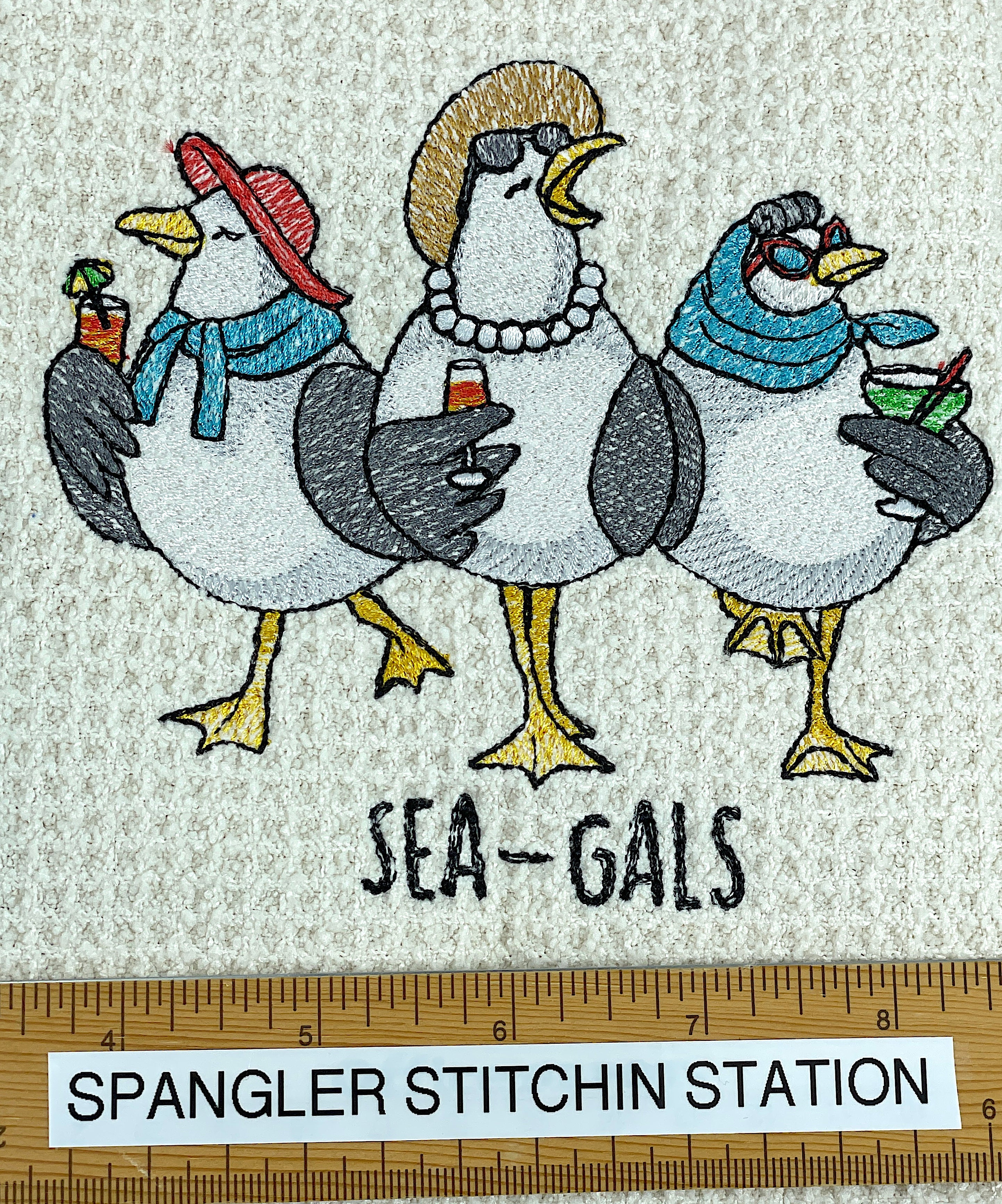 Sea Gals Nautical microfiber waffle weave hand  towel - Kitchen towel