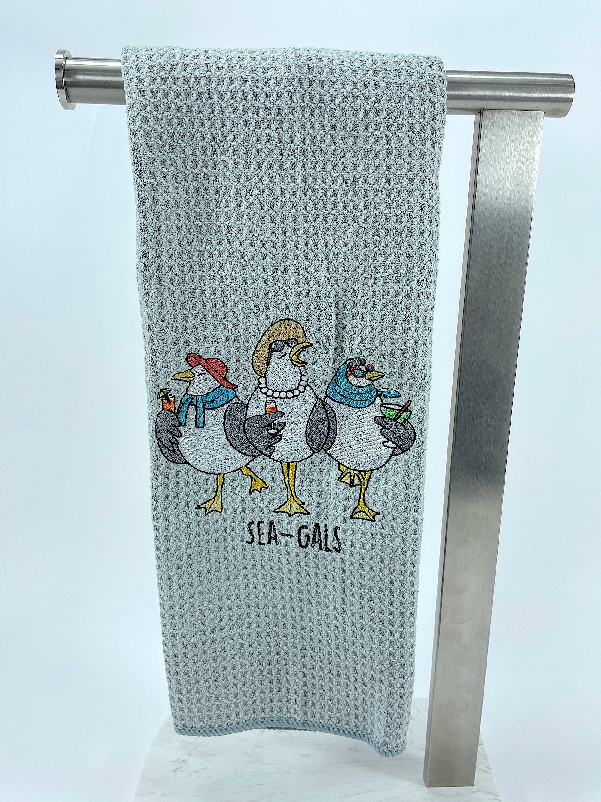 Sea Gals Nautical microfiber waffle weave hand  towel - Kitchen towel
