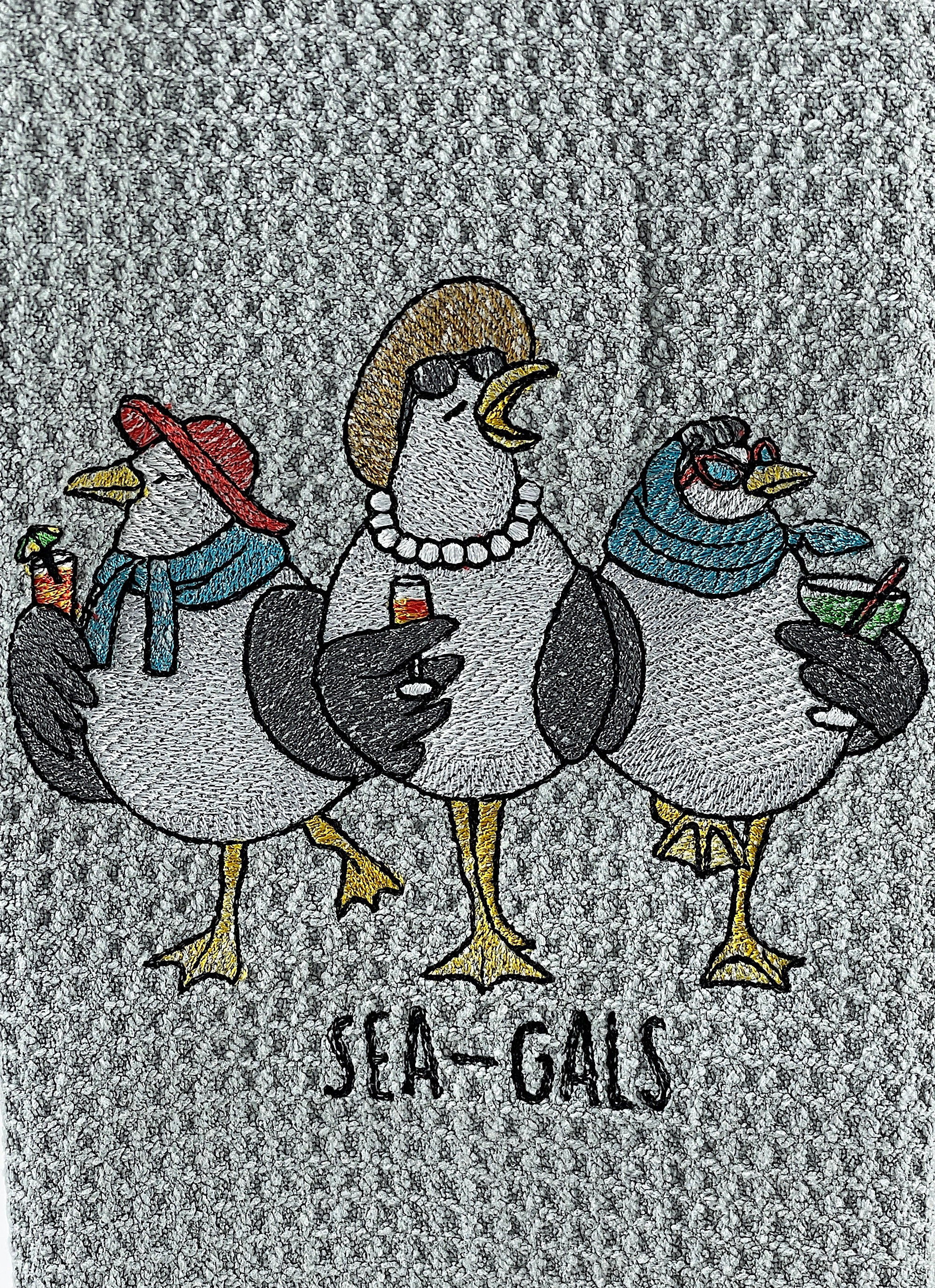 Sea Gals Nautical microfiber waffle weave hand  towel - Kitchen towel