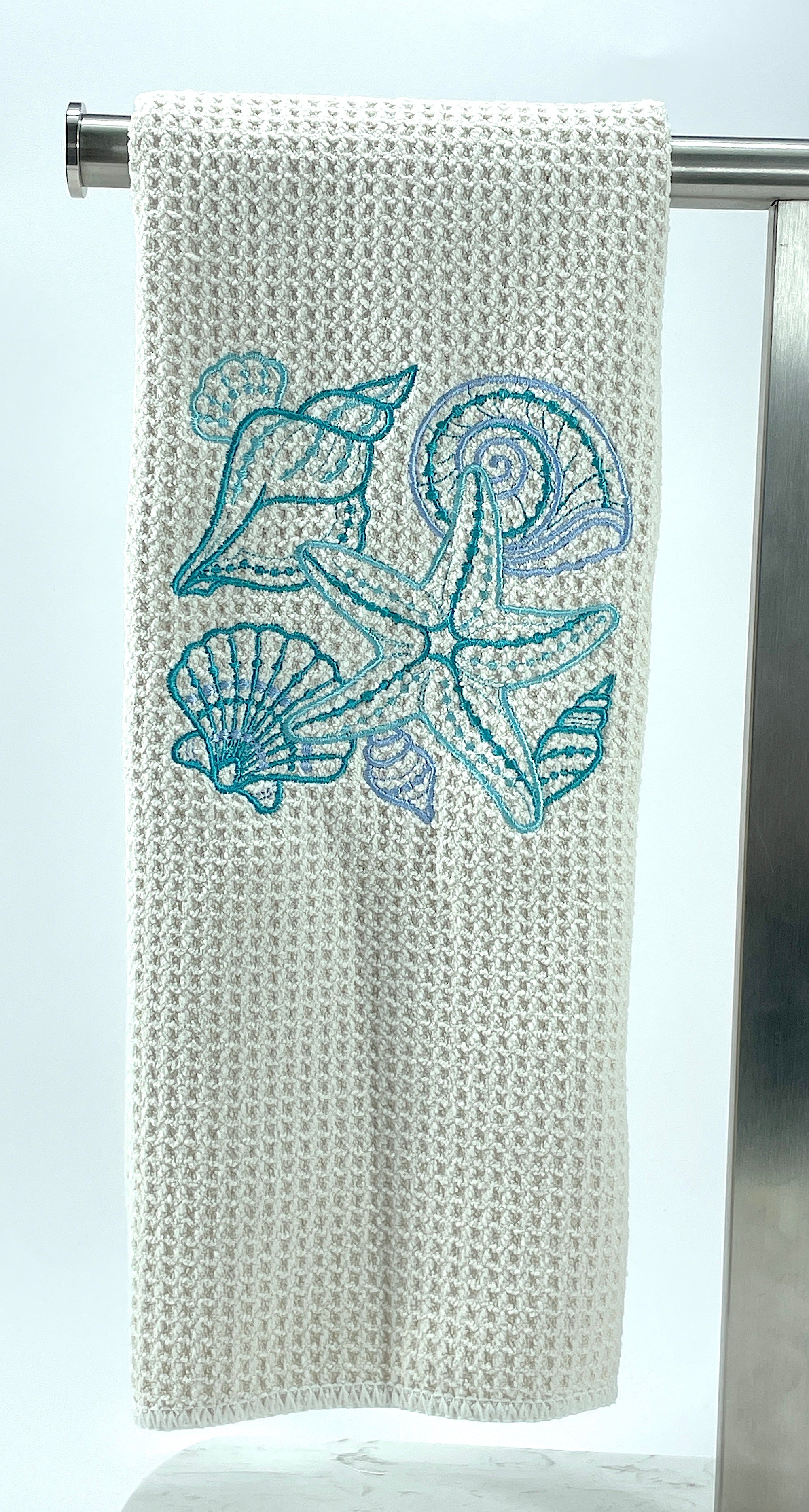 Seashell towel - Nautical Hand towel - Kitchen towel