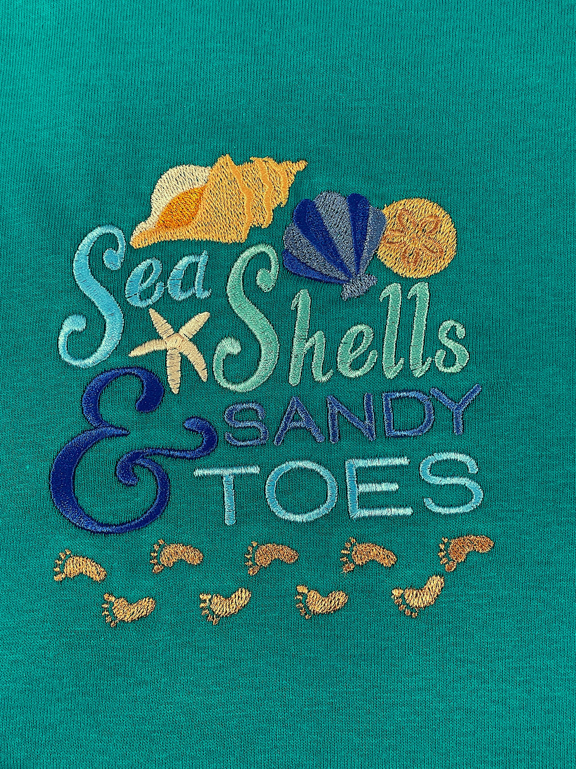 Seashells and Sandy Toes Nautical t-shirt Jade Dome