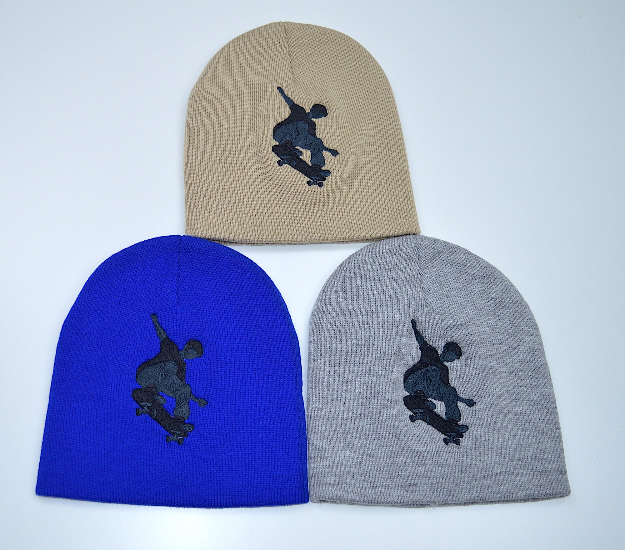 Skateboarder Embroidered Cuffless Beanie Hat