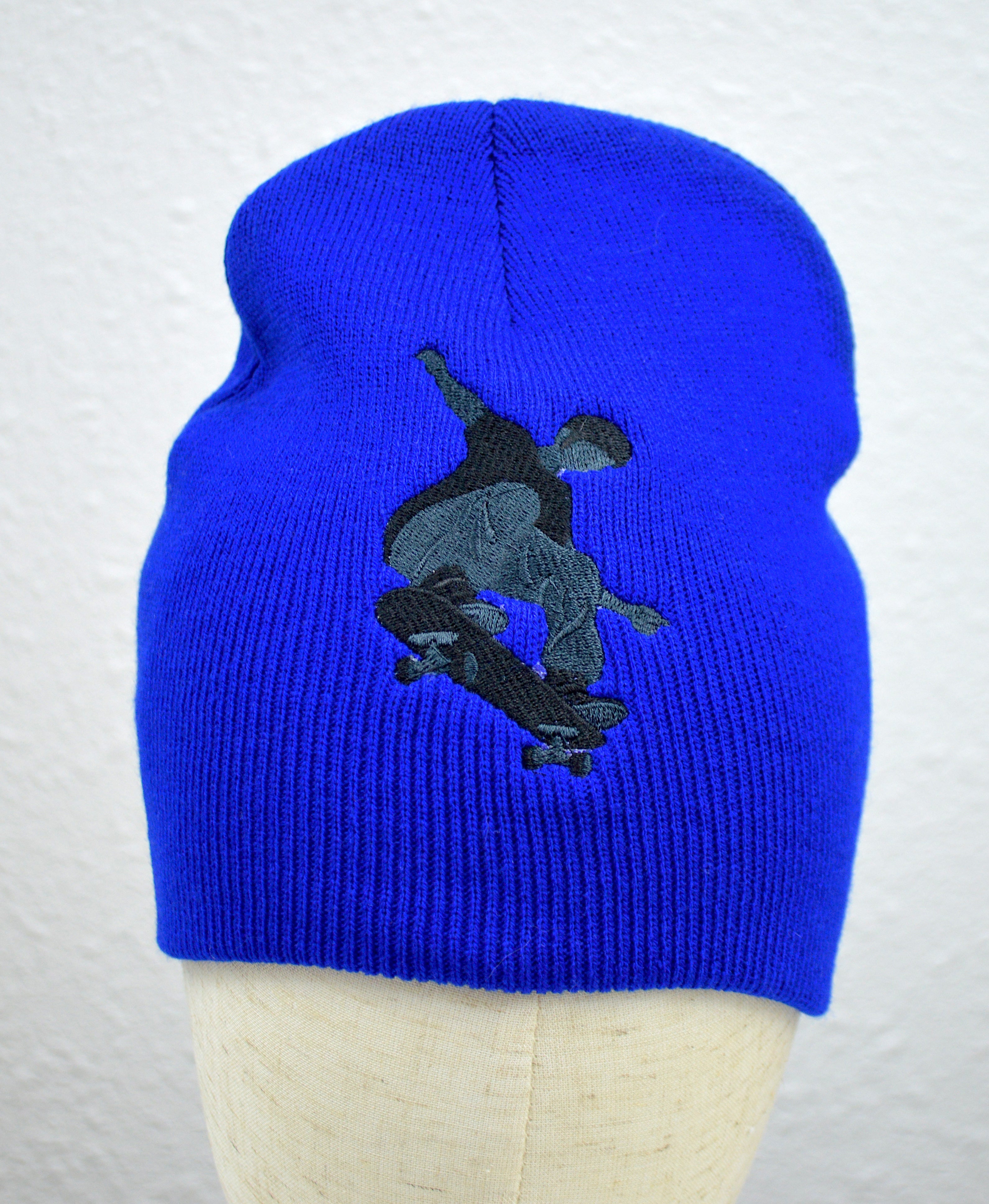 Skateboarder Embroidered Cuffless Beanie Hat