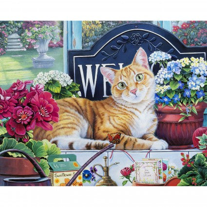 This panel fabric is called Blossom Cat.&nbsp; You will find a cat laying on a box and he is surrounded by flowers.&nbsp; The panel is 35"x 42"&nbsp;