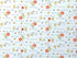 White cotton fabric covered with bees and sayings such as bee strong, bee kind, bee happy and more.