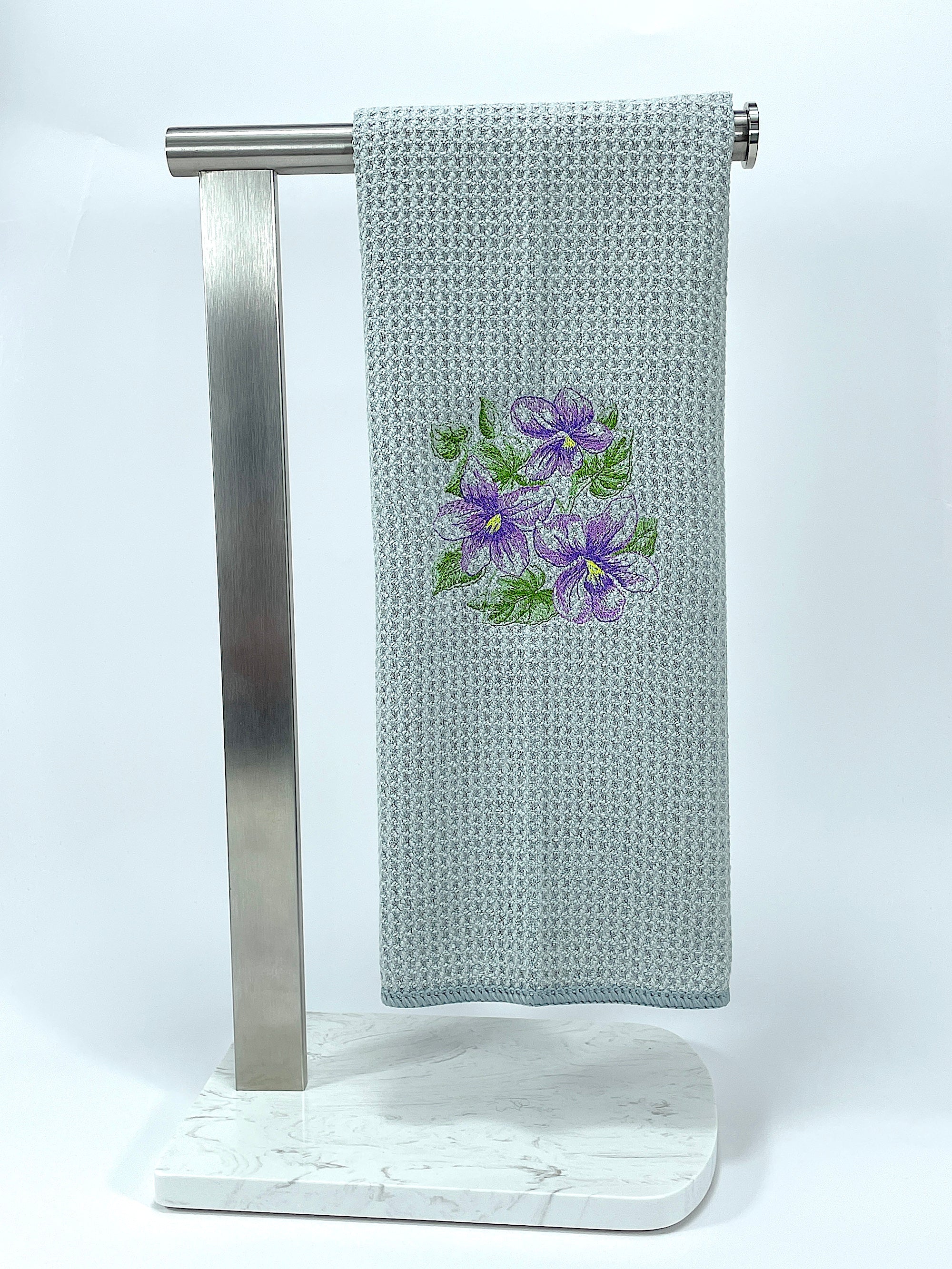 Violet Sketch Microfiber waffle weave hand towel