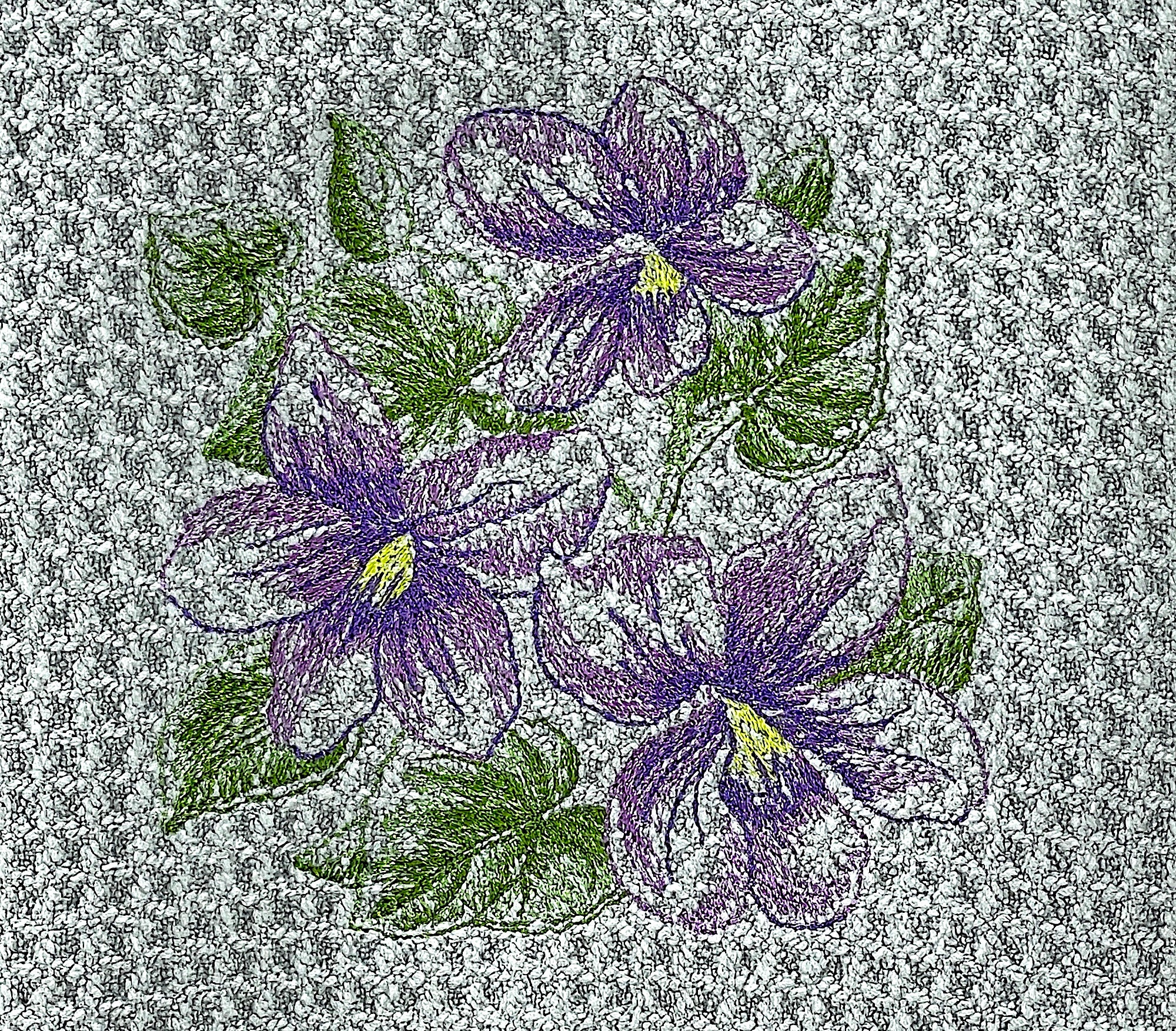 Violet Sketch Microfiber waffle weave hand towel