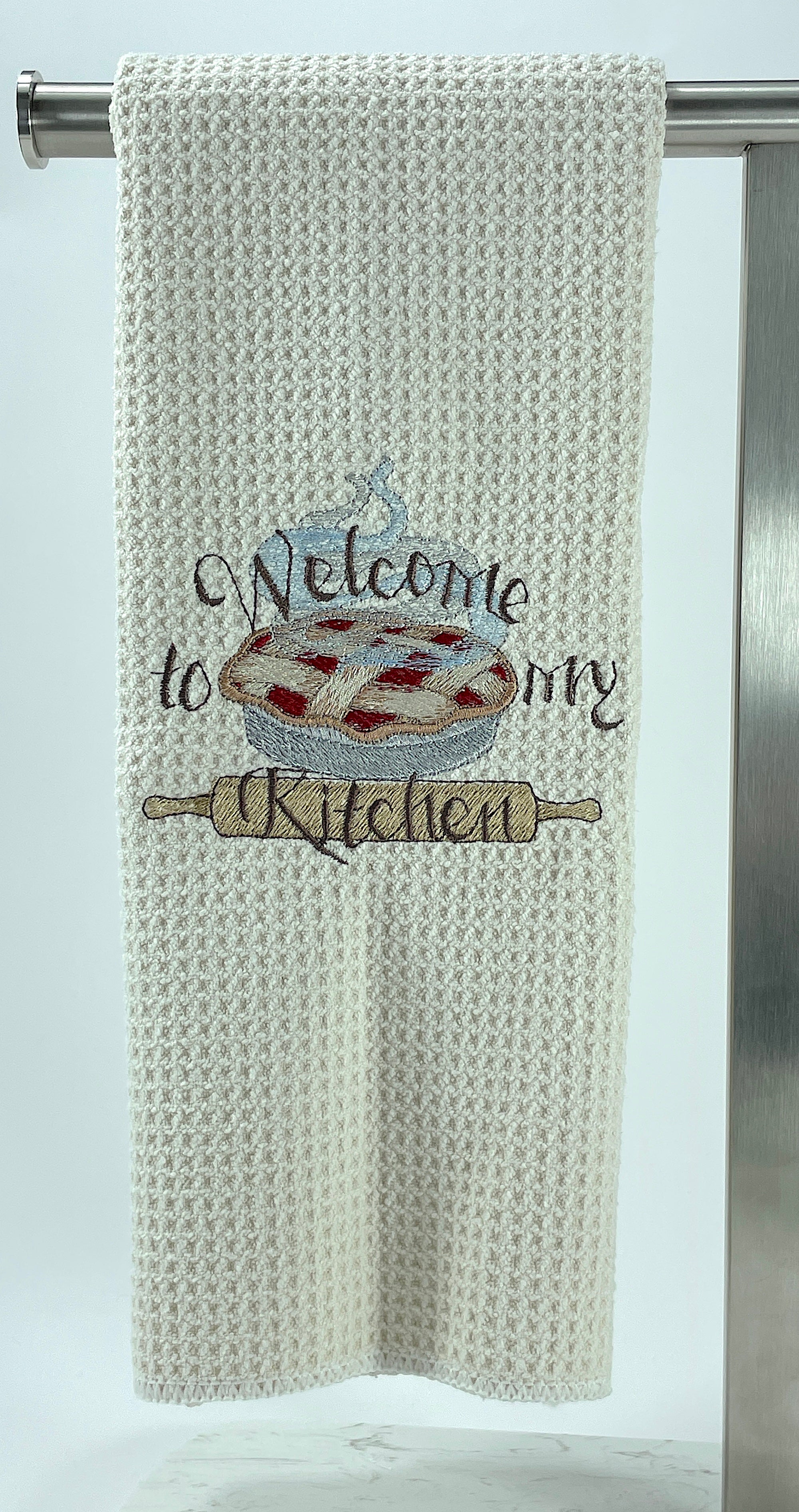 Welcome to my Kitchen - microfiber waffle weave hand  towel - Kitchen towel