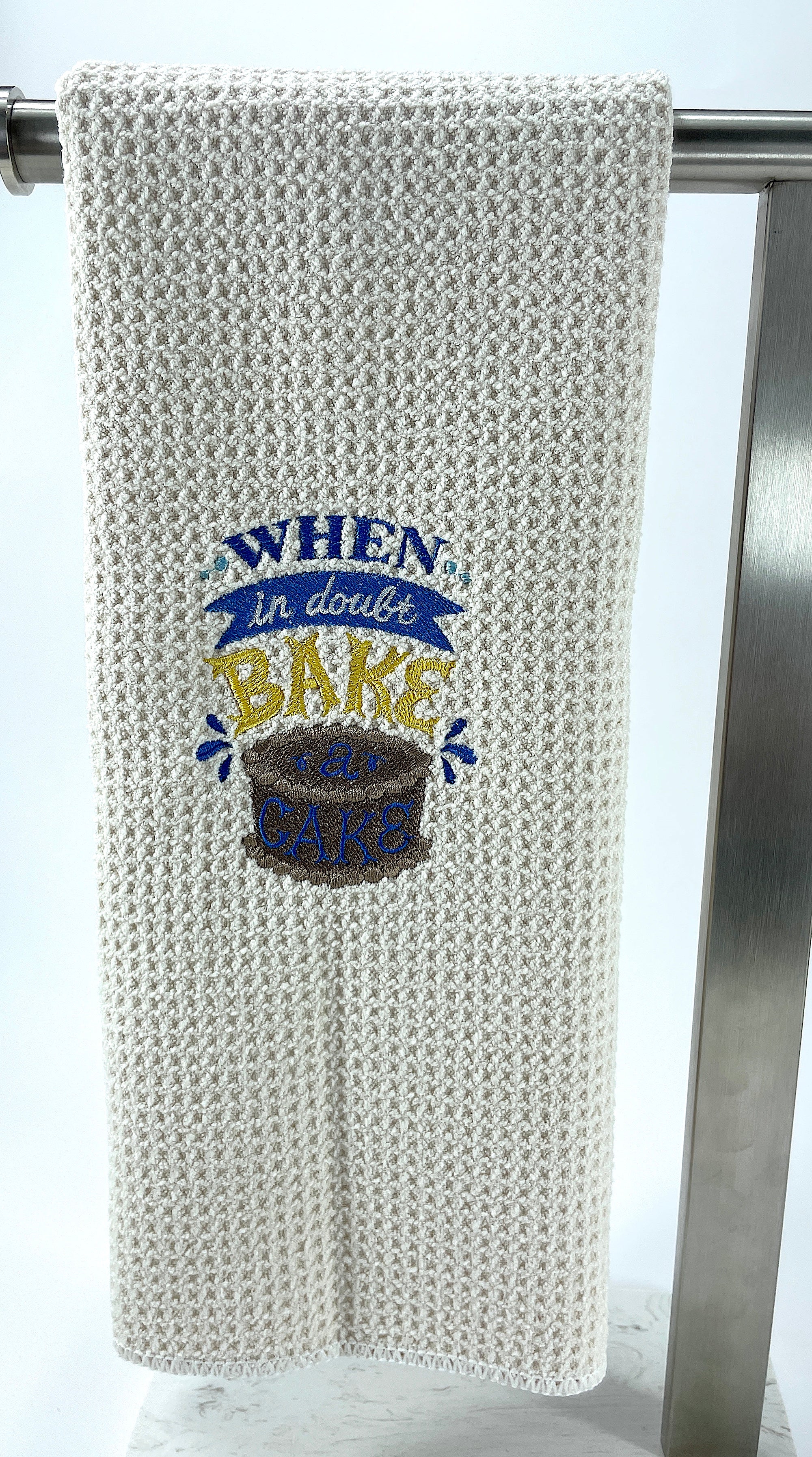When in Doubt Bake a Cake - microfiber waffle weave hand  towel - Kitchen towel