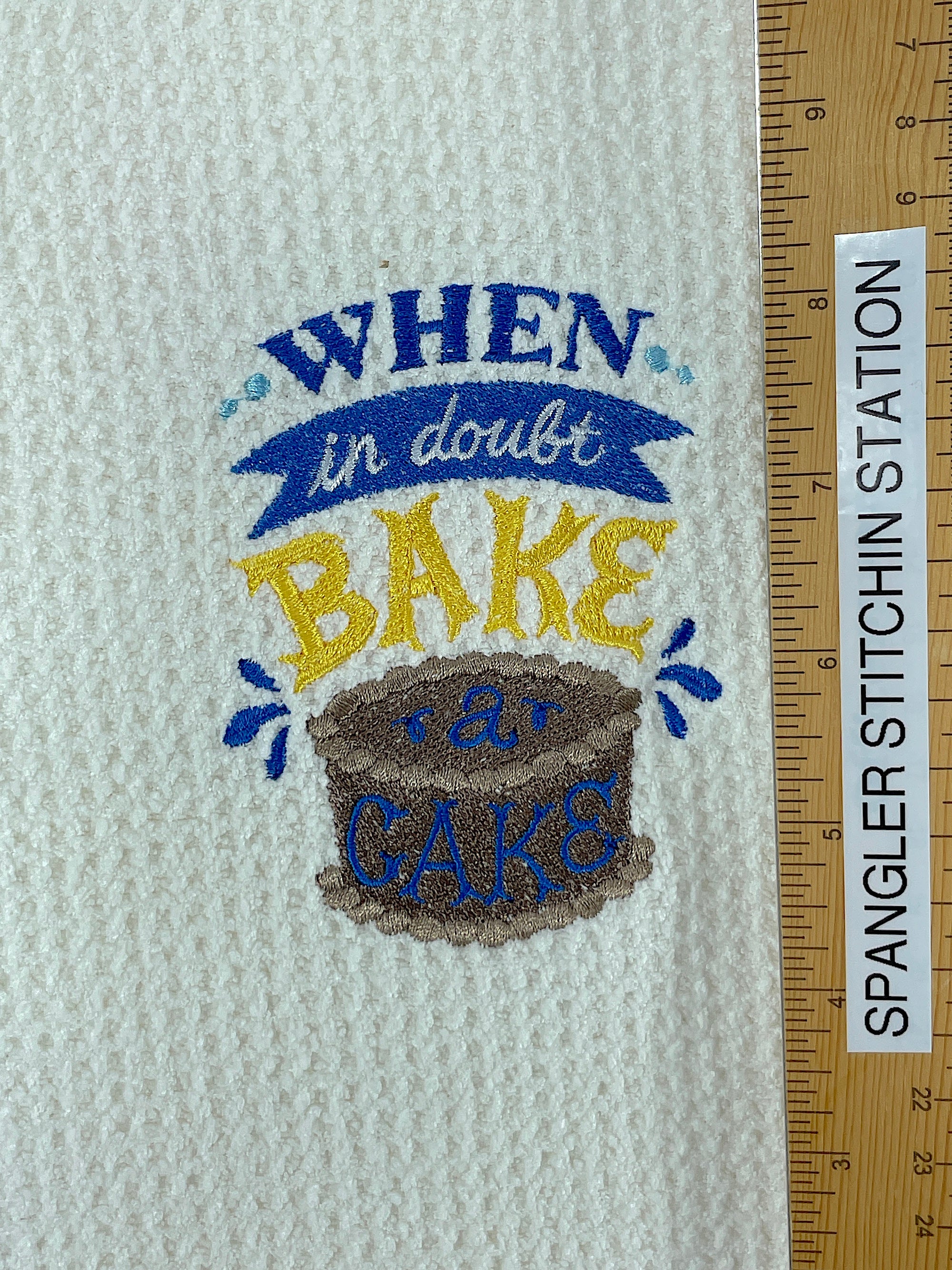 When in Doubt Bake a Cake - microfiber waffle weave hand  towel - Kitchen towel