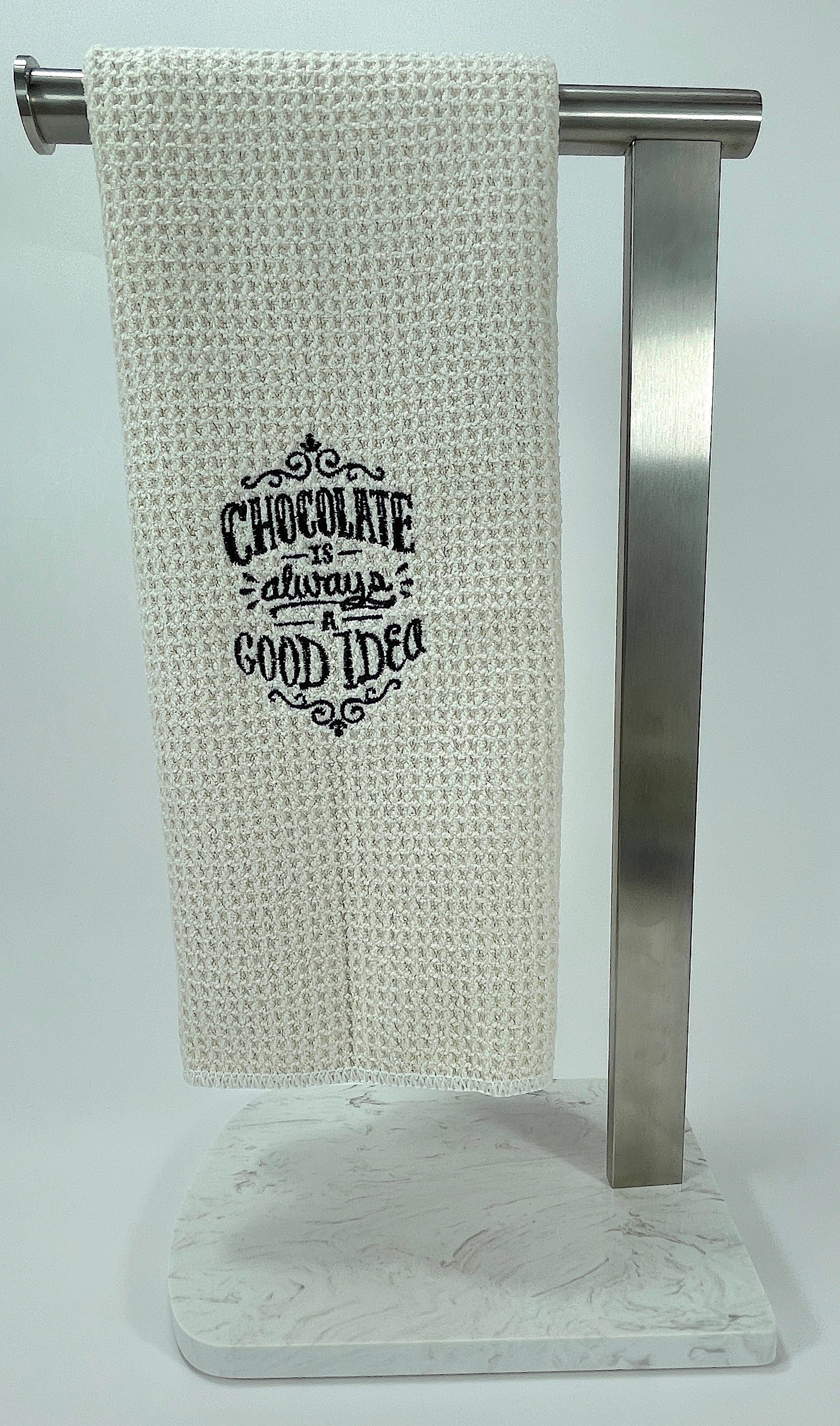 Chocolate is Always a Good Idea  microfiber waffle weave hand  towel