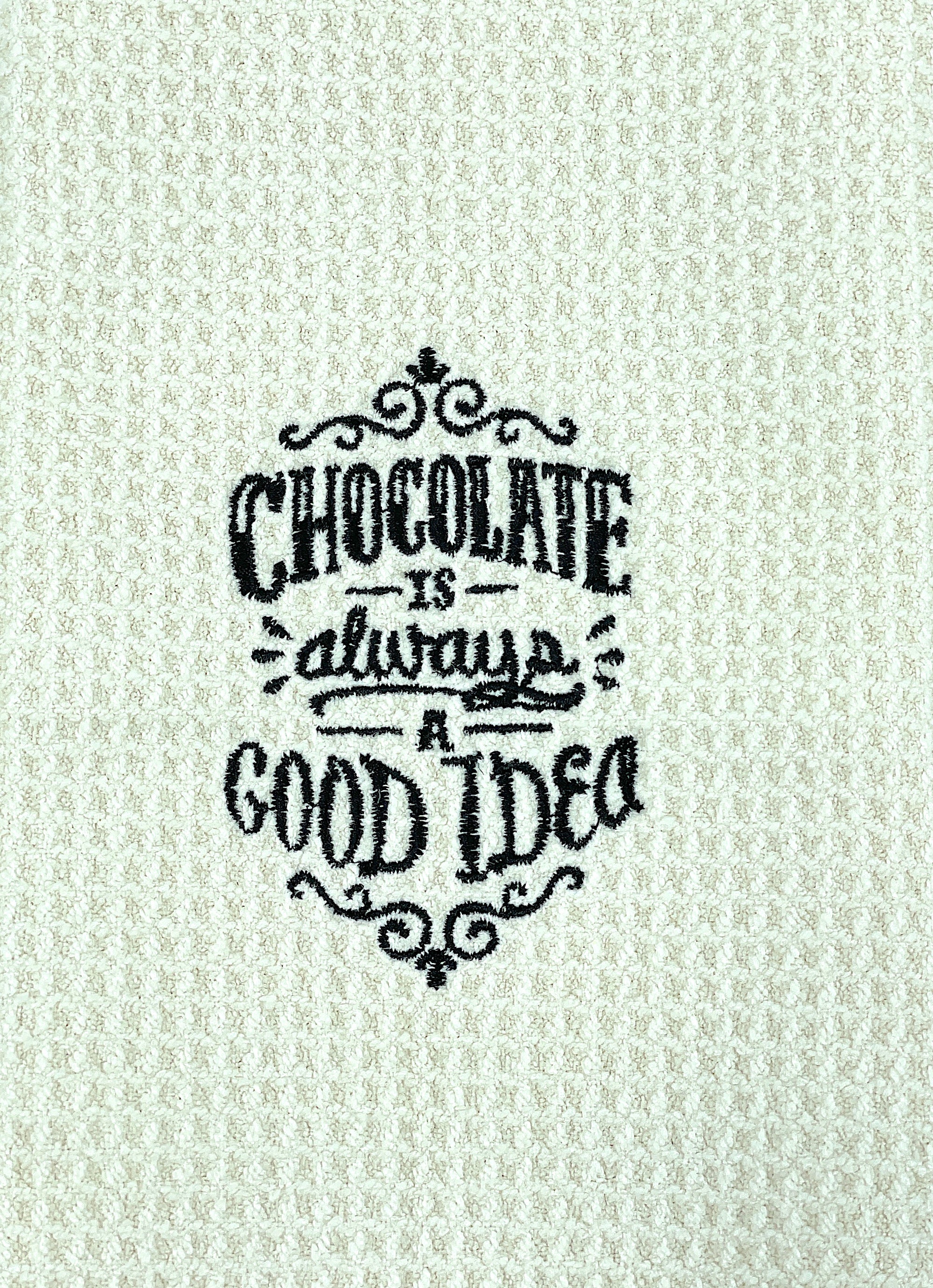 Chocolate is Always a Good Idea  microfiber waffle weave hand  towel