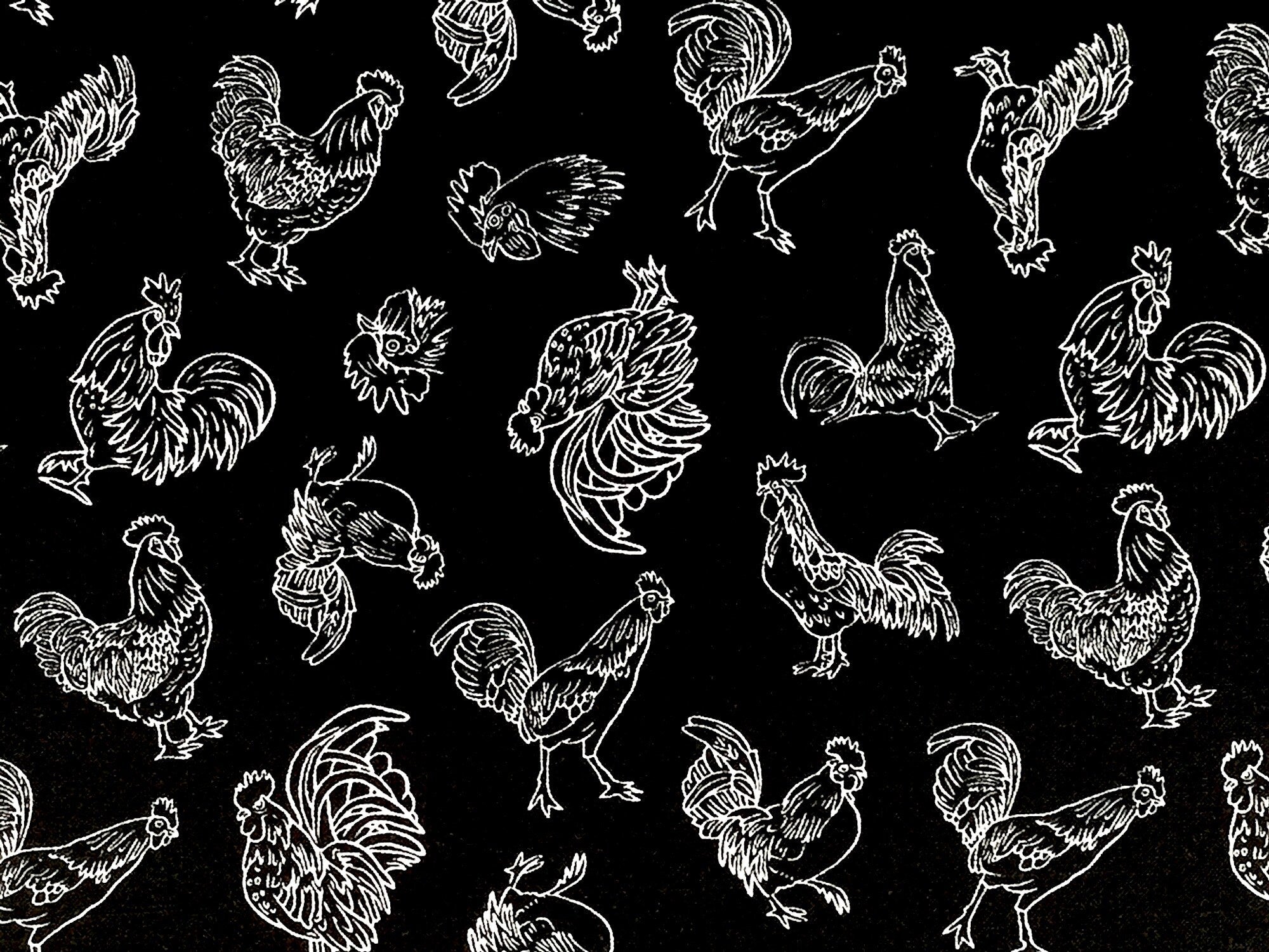 Chicken Fabric - Farm Raised - Farm Animal Fabric - Cotton Fabric - Henry Glass - FARM-12