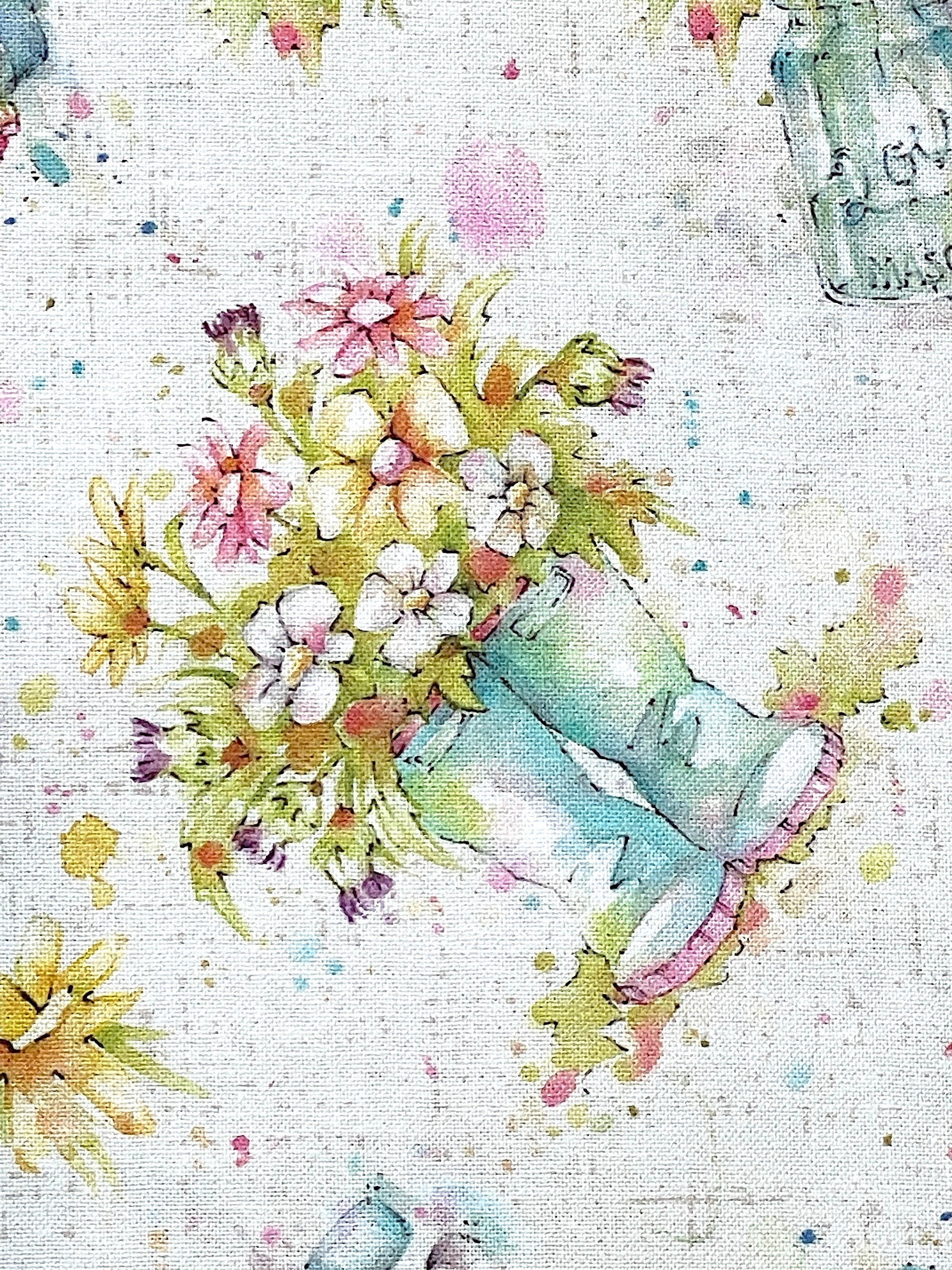 Close up of a pair of boots full of flowers.