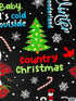 Close up of a Christmas tree with lights and Country Christmas saying