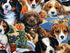 This fabric is called Garden Puppies and has several different breeds of dogs in a garden.
