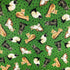 Close up of cats on a green background that is also covered with paw prints.
