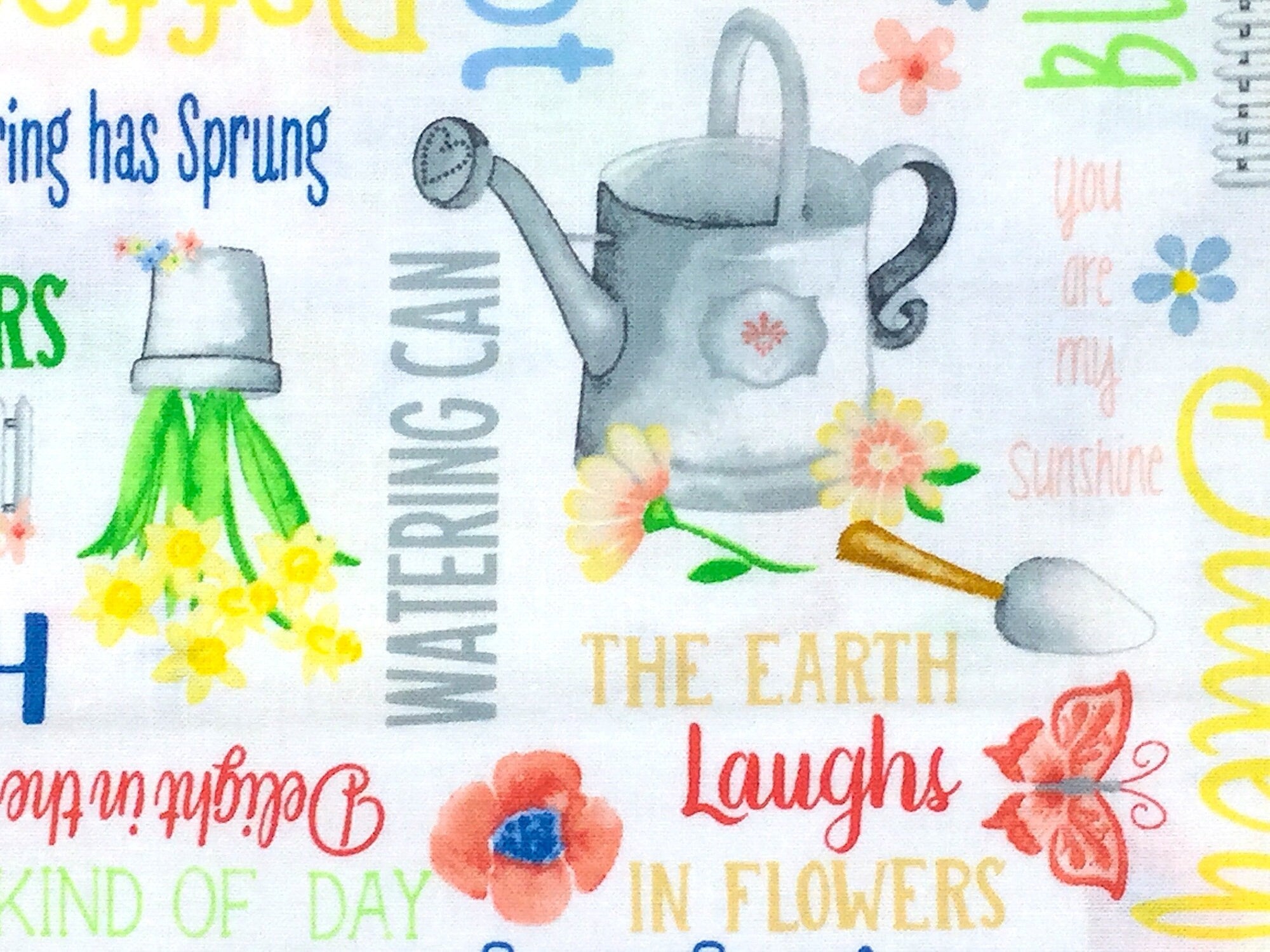 Bunnies & Blossoms - Spring Garden white - Spring Fabric - Kanvas Studio - Cotton Fabric - EAST-07