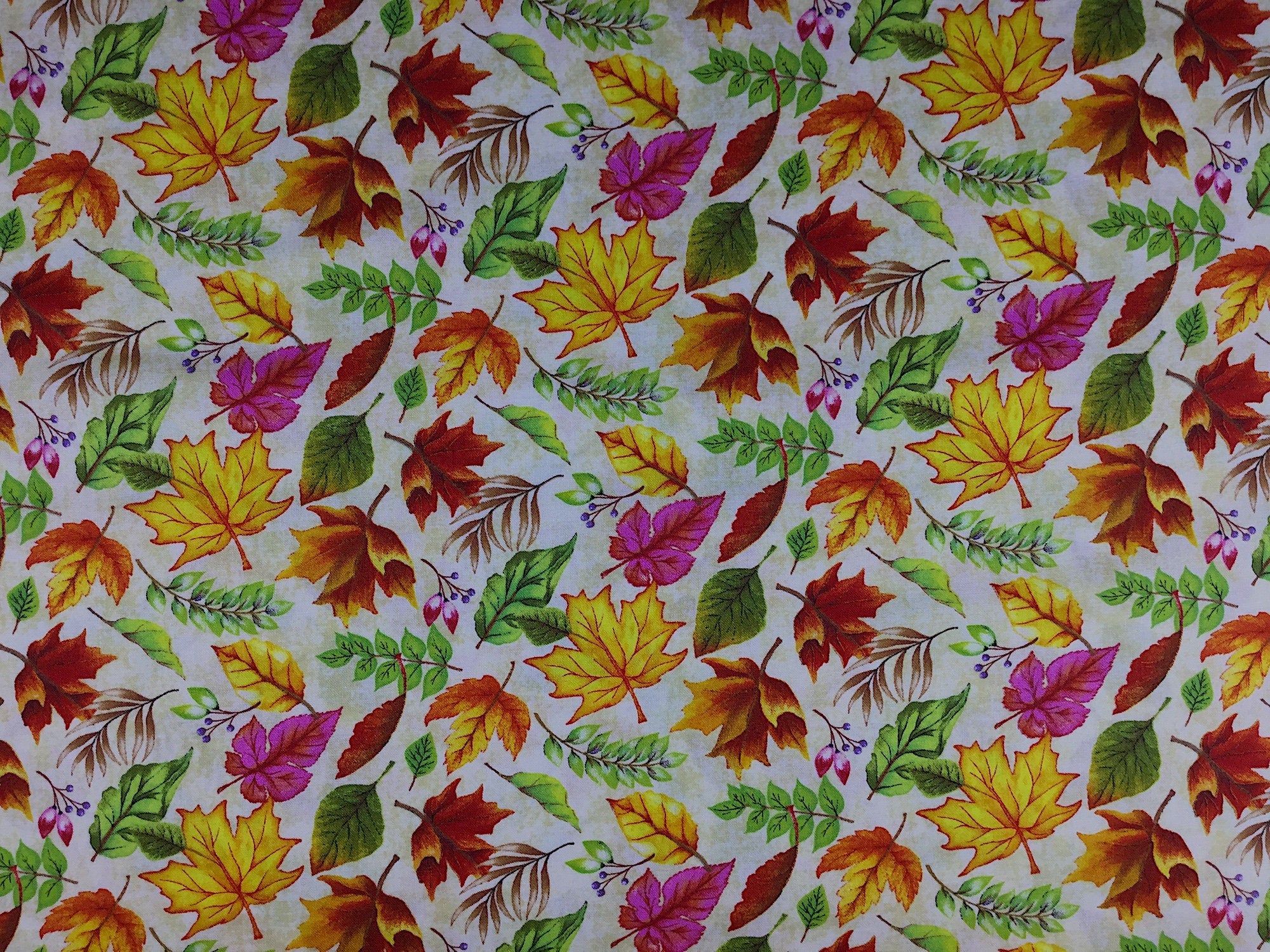 Fall Leaf Fabric - Gold-Yellow Tossed Leaves - Happy Gatherings - Fall Fabric - Quilting Fabric - Cotton Fabric -FALL-14