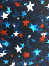 Red White and Blue Stars on a blue background.