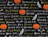 Close up of birds, bats, pumpkins and sayings such as skeleton, haunted house, goblins, spooky and more.