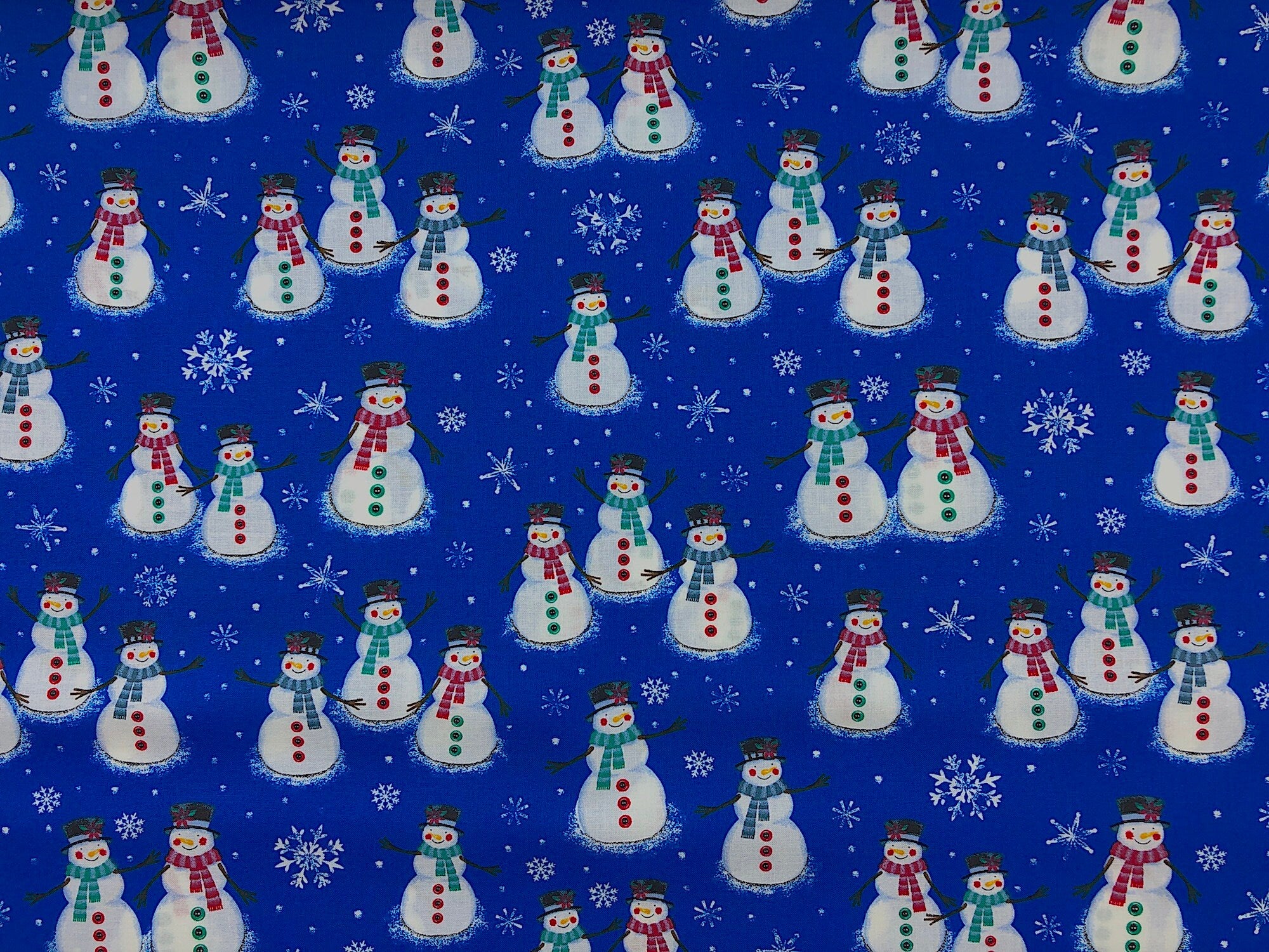 Snowman Fabric - Christmas Fabric - Cotton Fabric - Quilting Fabric - XMAS-75