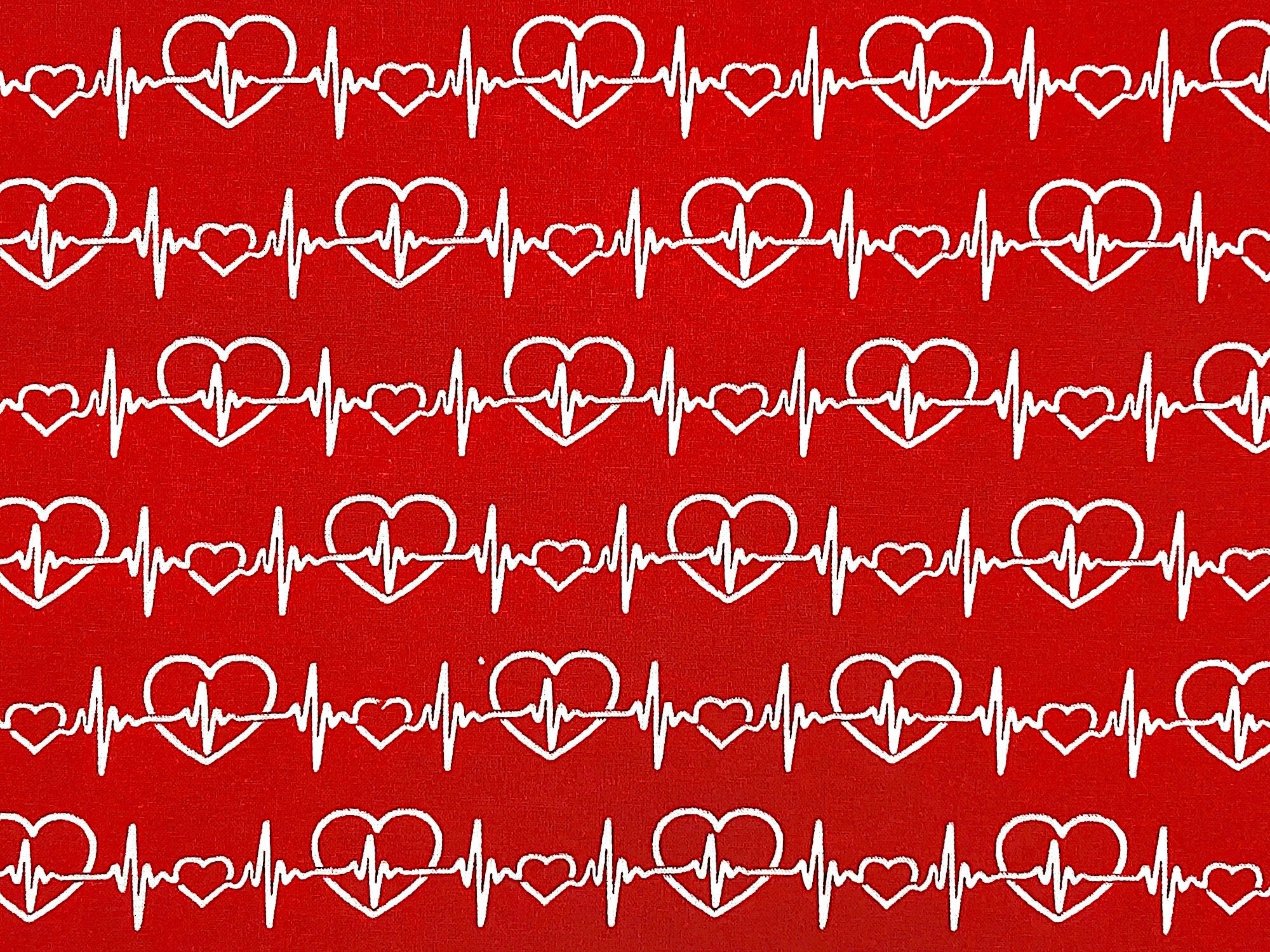 Red Tribute Fabric - Heart Beat Fabric - Medical Fabric - Cotton Fabric - Quilting Fabric - Fabric Traditions - MISC-78