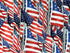 Close up of USA Flags on poles.