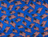 This blue cotton fabric is covered with USA Flags.