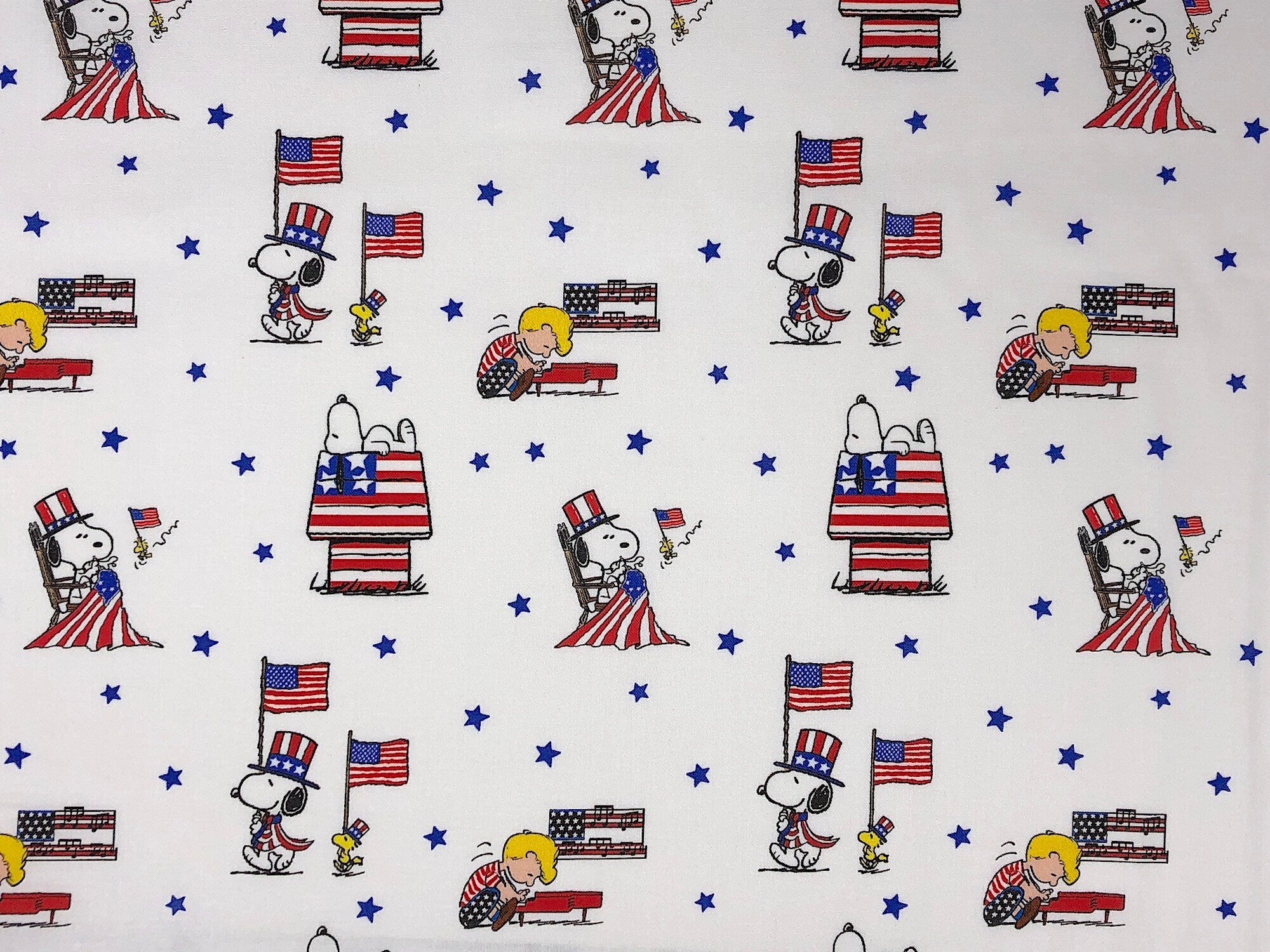 Patriotic Snoopy Fabric - Patriotic Peanuts - Schroeder Fabric - Cotton Fabric - Quilting Fabric - CC-47