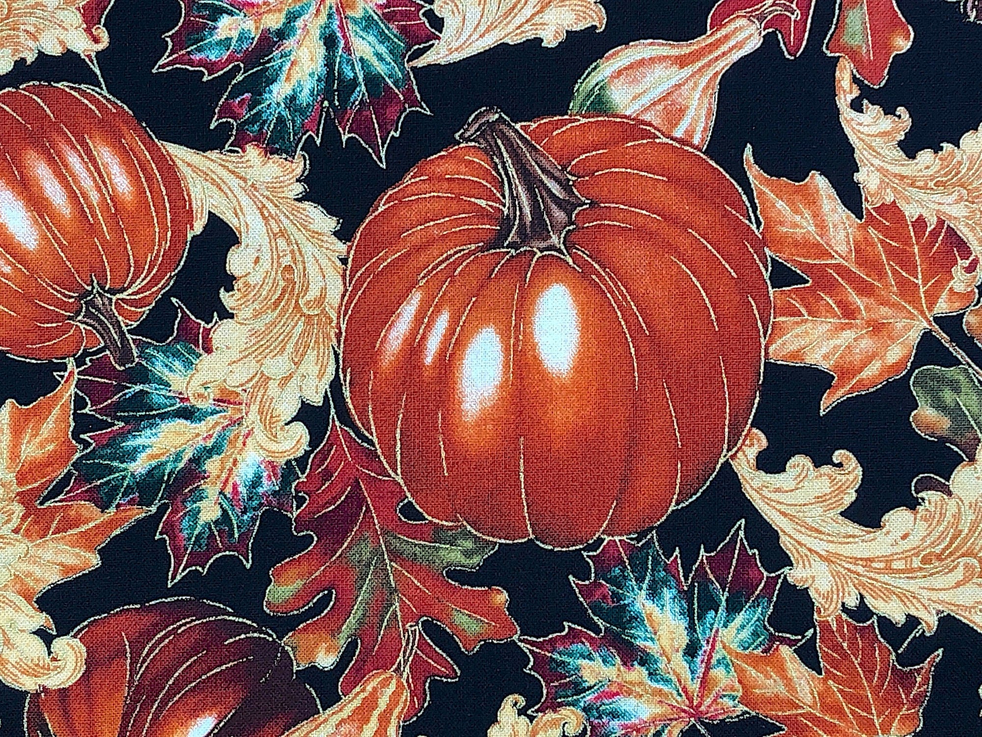 Close up of an orange pumpkin.