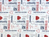 This fabric is called Nobody Fights Alone and is covered with stethoscopes and nurse sayings such as RN Strong, Nurses Care, Support, LPN, Comfort and more. The background is white and the words are blue and red