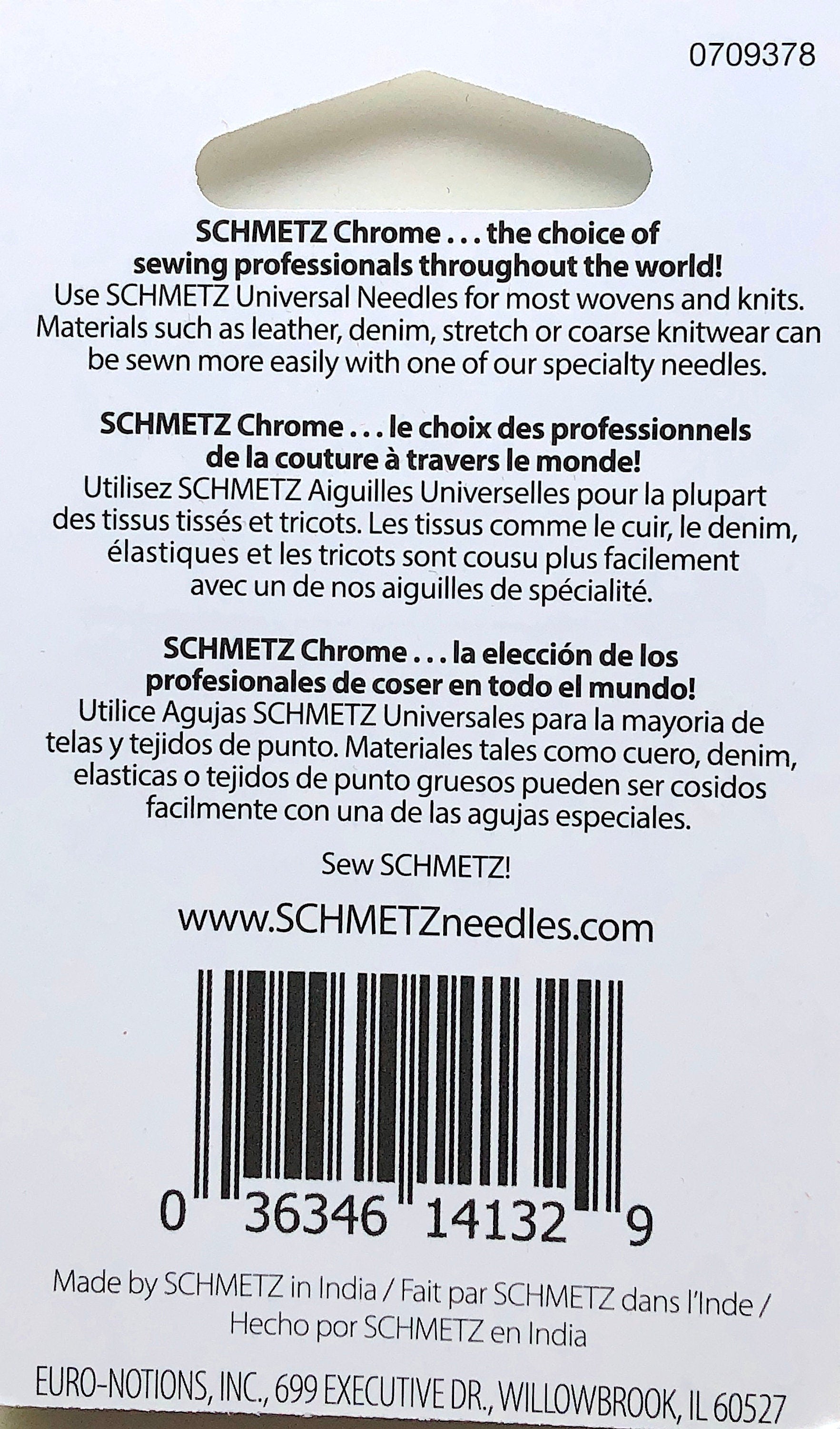 Schmetz Universal Chrome Sewing Machine Needles - 70/10